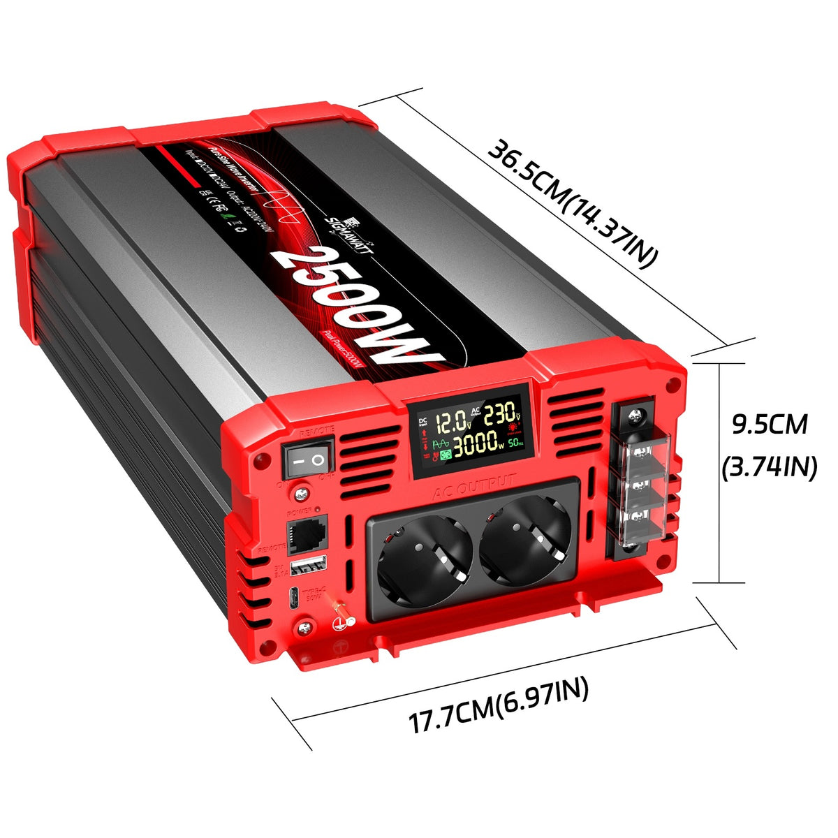 12V 2500W Continuous Pure Sine Wave Inverter, Car Power Inverter Packaging status original