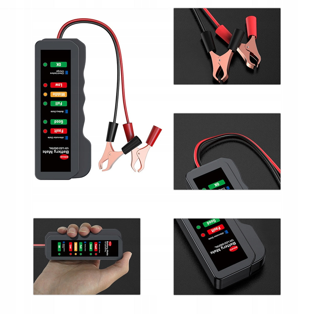 12V 6x LED Car Battery and Alternator Tester Universal Clips Brand no brand