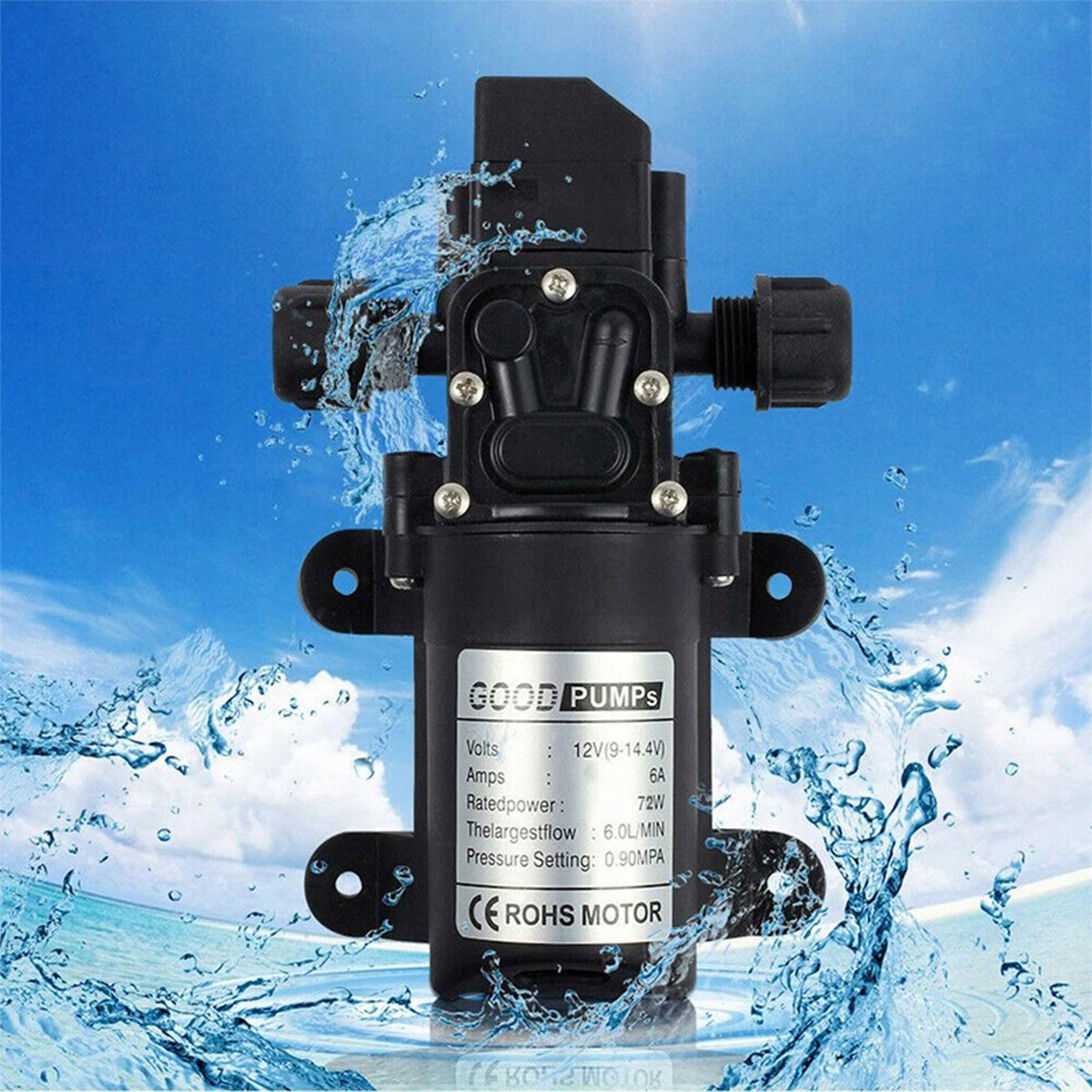 12V 72W MEMBRANE WATER PRESSURE PUMP SELF-PRIMING GARDEN PUMP Maximum pump output 360 l/h