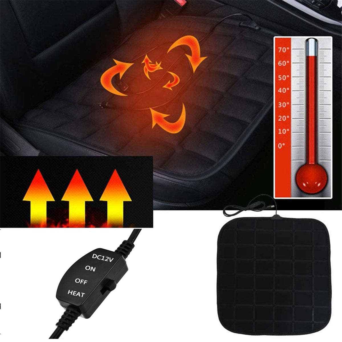 12V CAR HEATING PAD WINTER BLACK HEATING MAT Packaging status original
