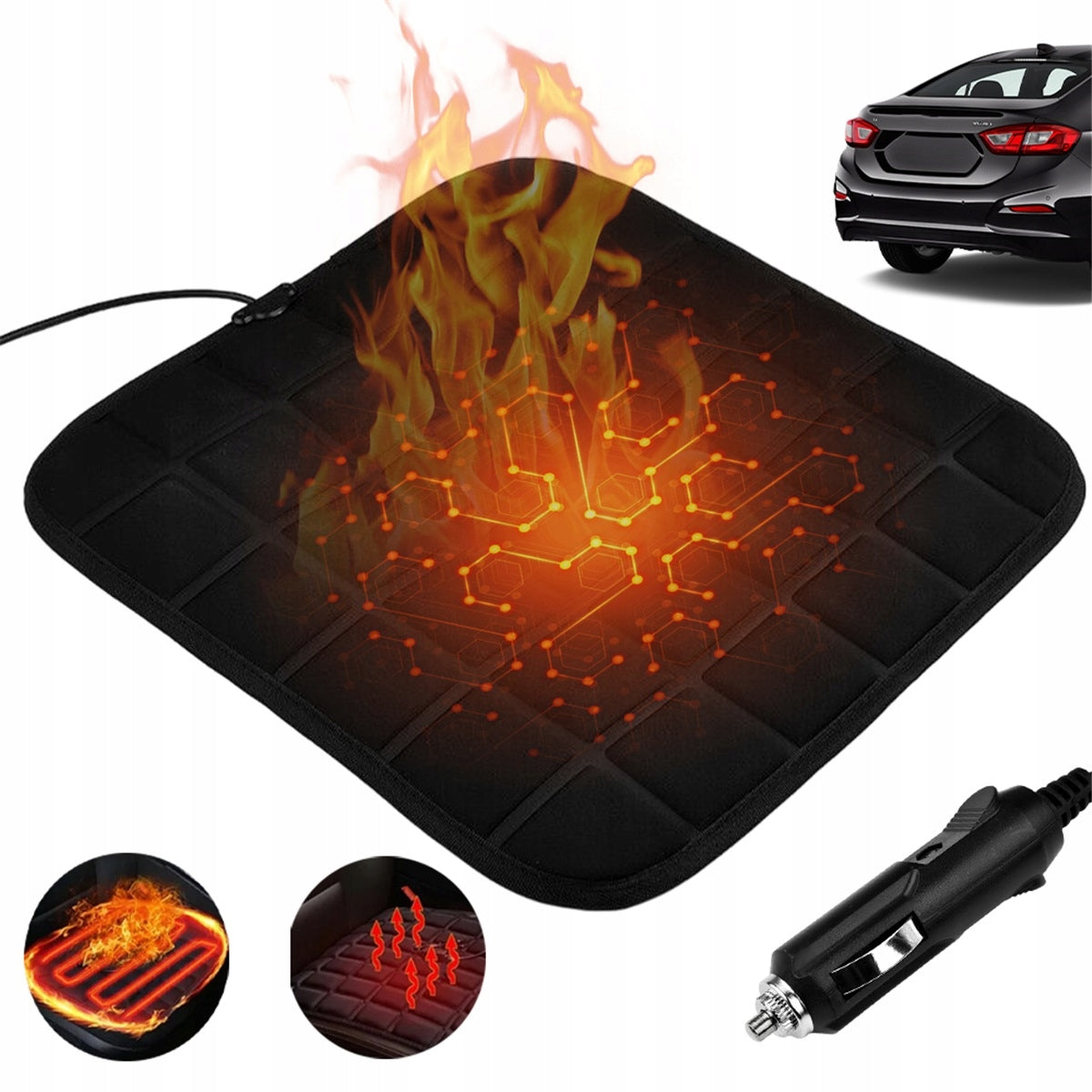 12V CAR HEATING PAD WINTER BLACK HEATING MAT