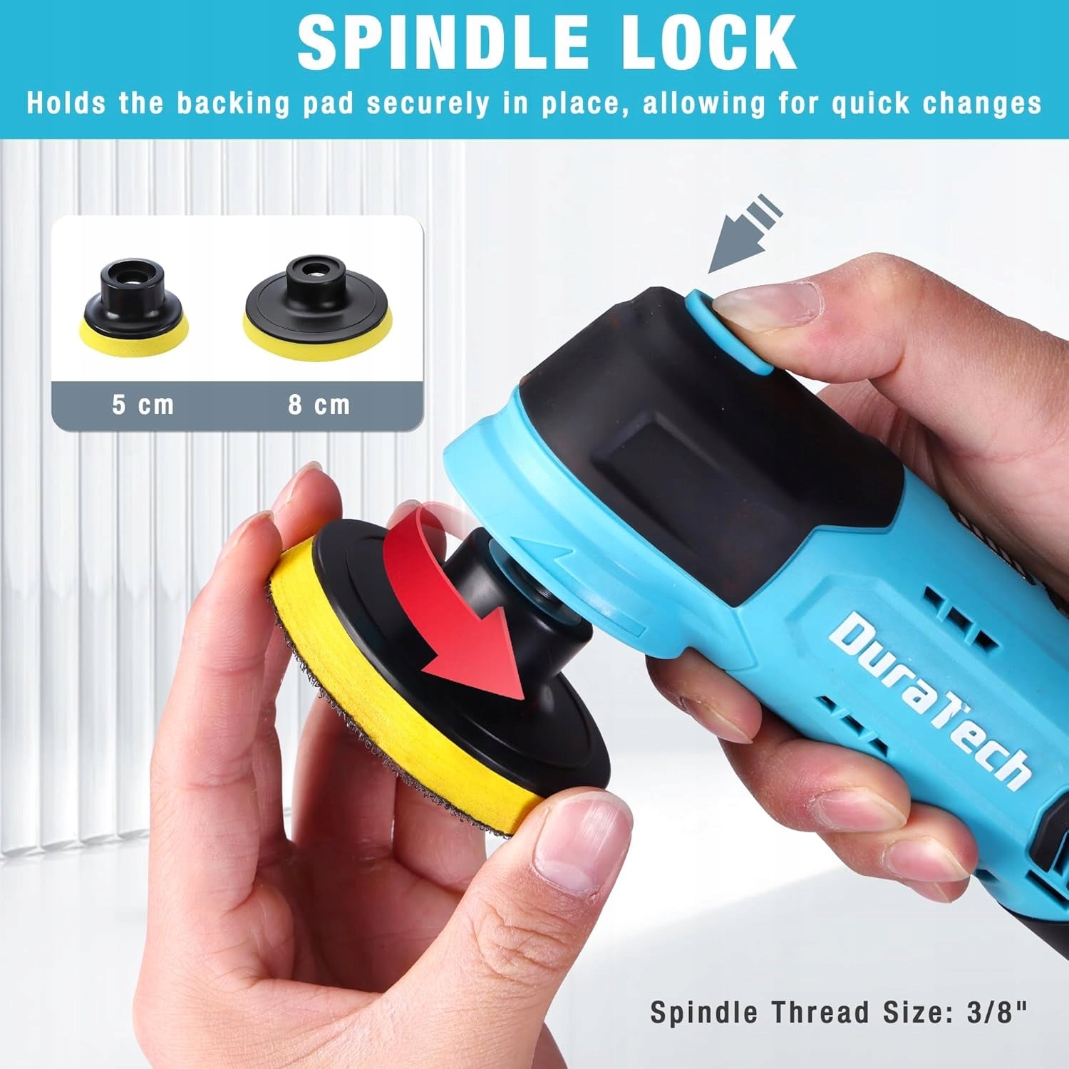 12V CORDLESS POLISHER WITH LED 5 LEVELS 50 AND 80 MM DISCS Power supply rechargeable battery