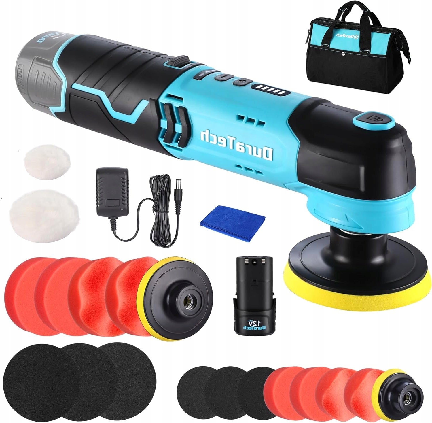 12V CORDLESS POLISHER WITH LED 5 LEVELS 50 AND 80 MM DISCS