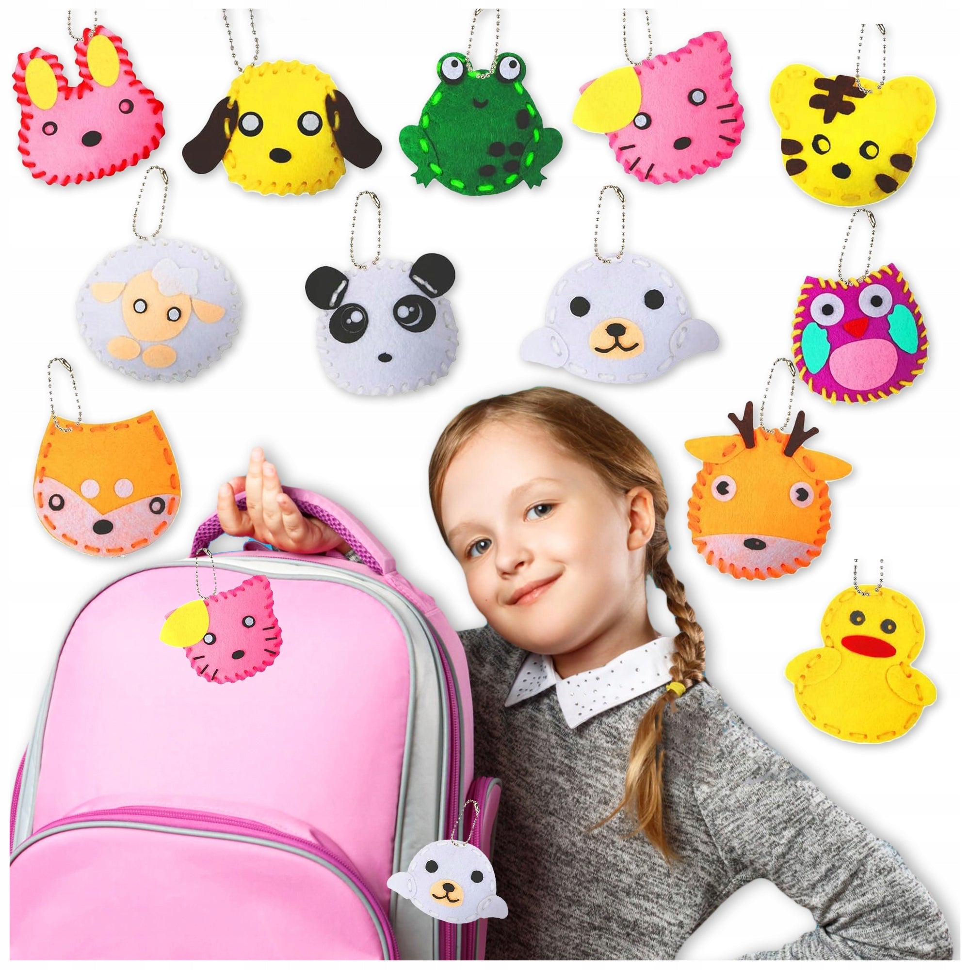 12X FELT EMBROIDERY KEYCHAIN SEWING KIT CREATIVE FOR KIDS DIY