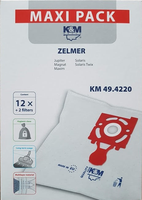 12X K&M BAGS for ZELMER JUPITER MAGNAT 49.4220 vacuum cleaner