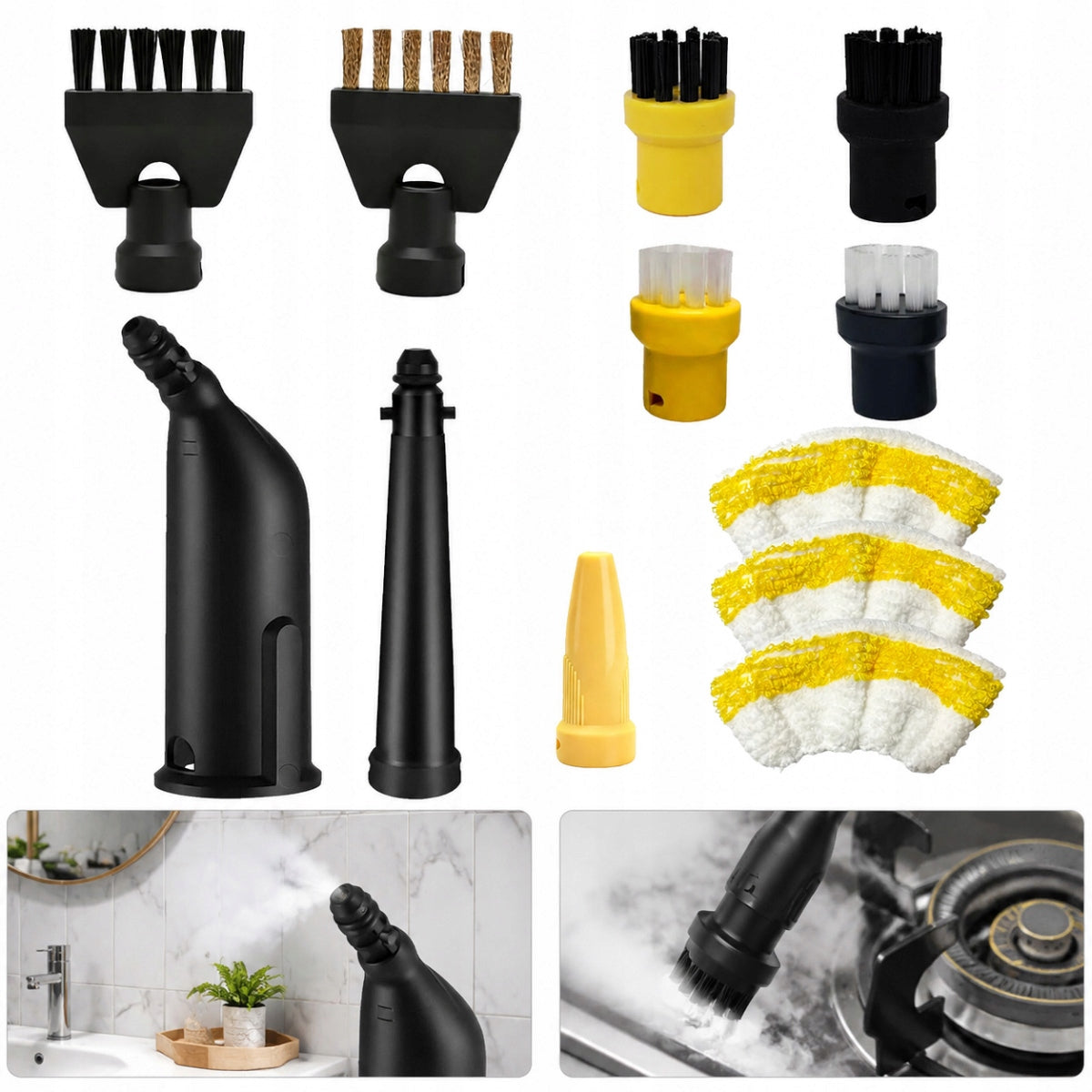 12X SET STEAMER ACCESSORIES KARCHER SC1 2 3 4 5 brush cloths nozzle
