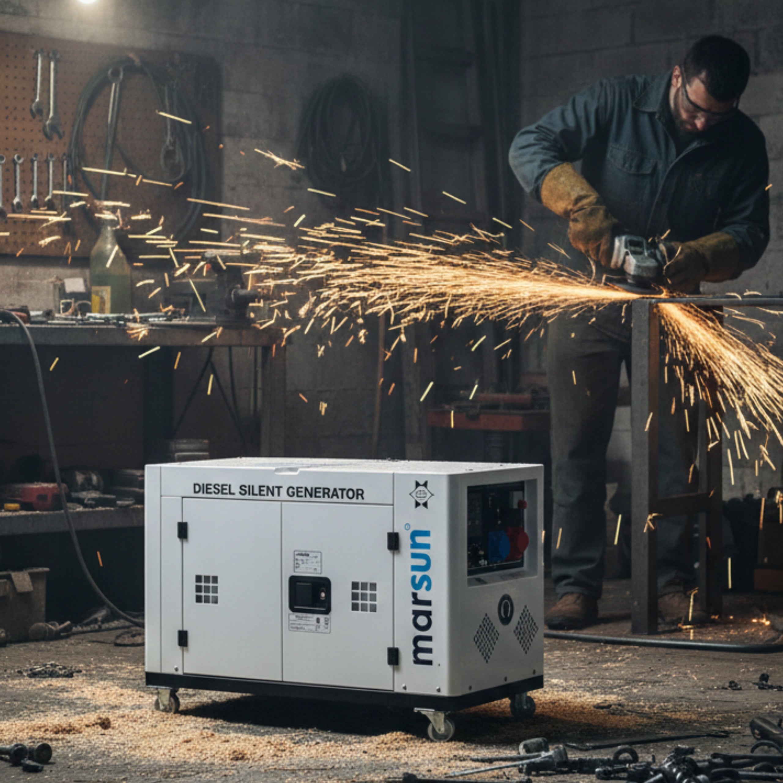 12kW DIESEL AVR GENERATOR SET COMPATIBLE WITH DEYE MARSUN 3-PHASE Brand marsun SOLAR ENERGY