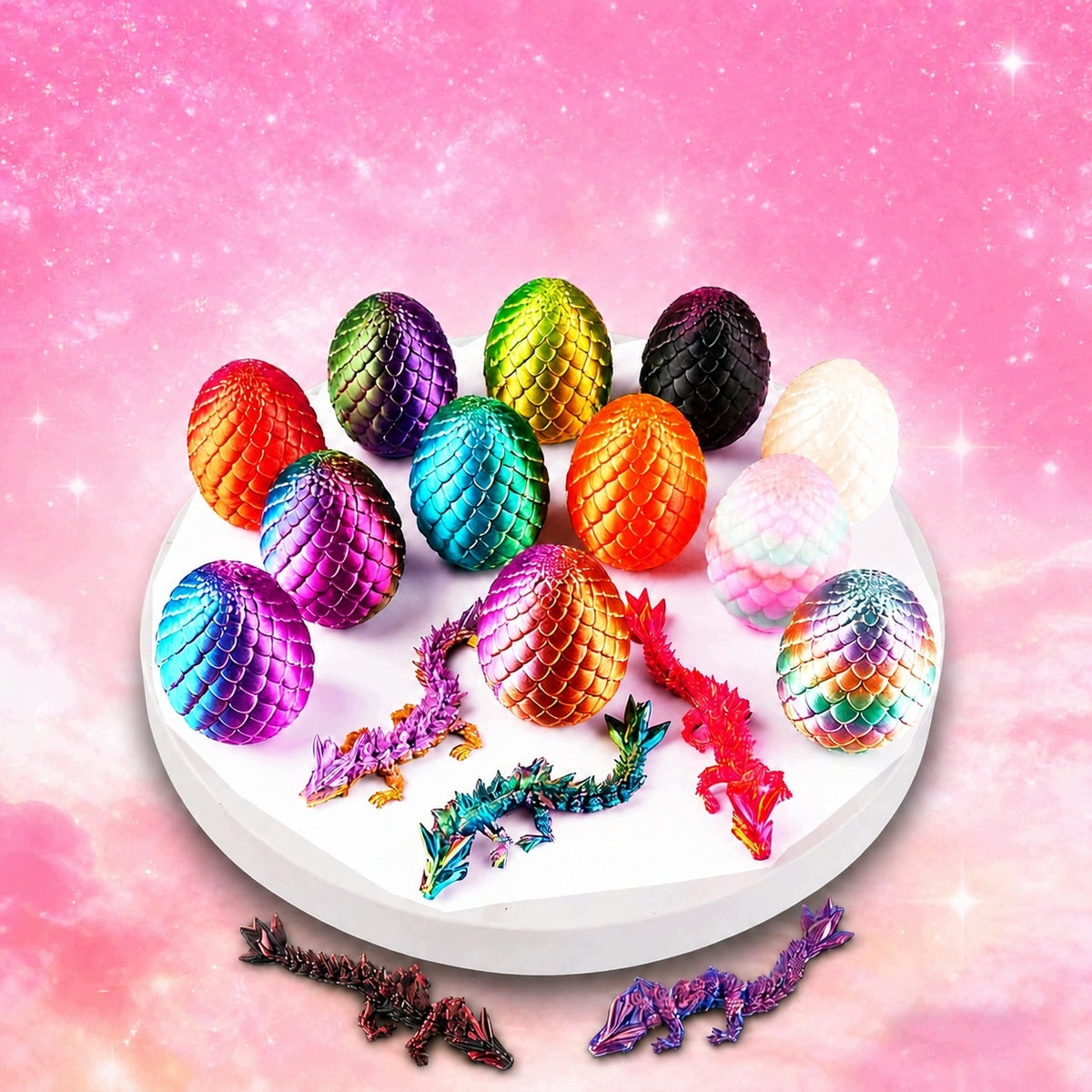 12pcs MOVABLE DRAGON EGG DRAGON FIGURE 3D ANTI-STRESS TOY Kid's age 3＋ years