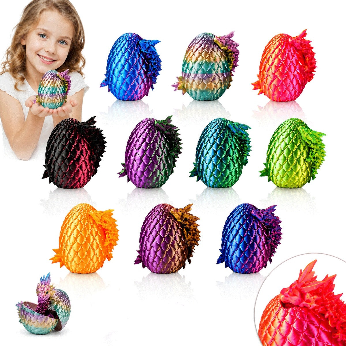 12pcs MOVABLE DRAGON EGG DRAGON FIGURE 3D ANTI-STRESS TOY