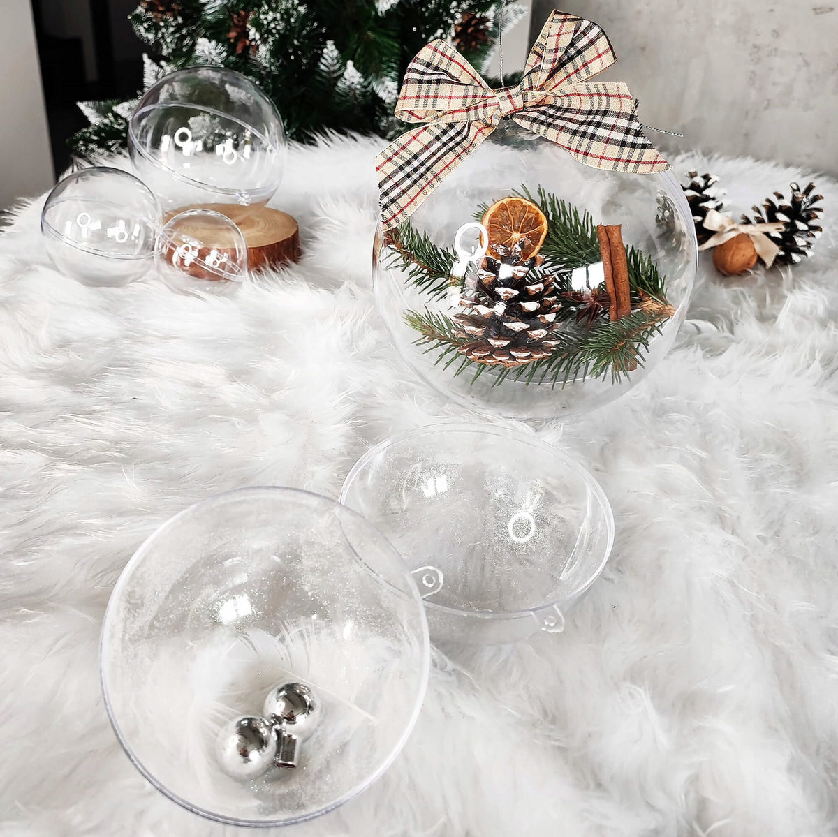 12x ACRYLIC BALL ACRYLIC BAUBLES TRANSPARENT PLASTIC BALLS DECO 11 cm Brand Springos
