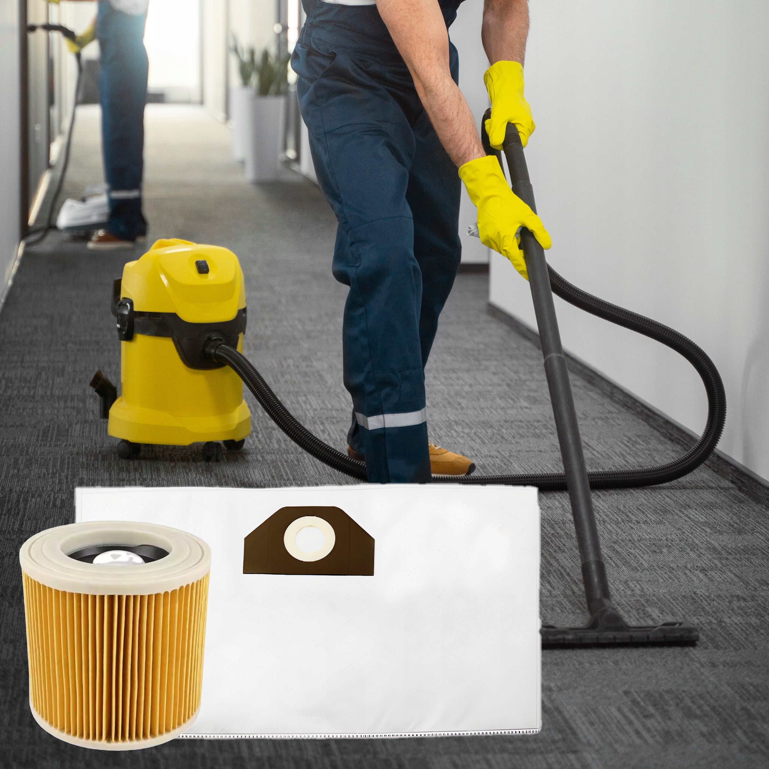 12x BAG VACUUM CLEANER BAGS KARCHER WD3 WD 3 MV3 WD2 SE4001 KWD3 + FILTER Packaging status original