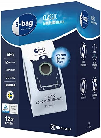 12x ELEKTROLUX E201SM S-Bag Long Performance Bags Packaging status original