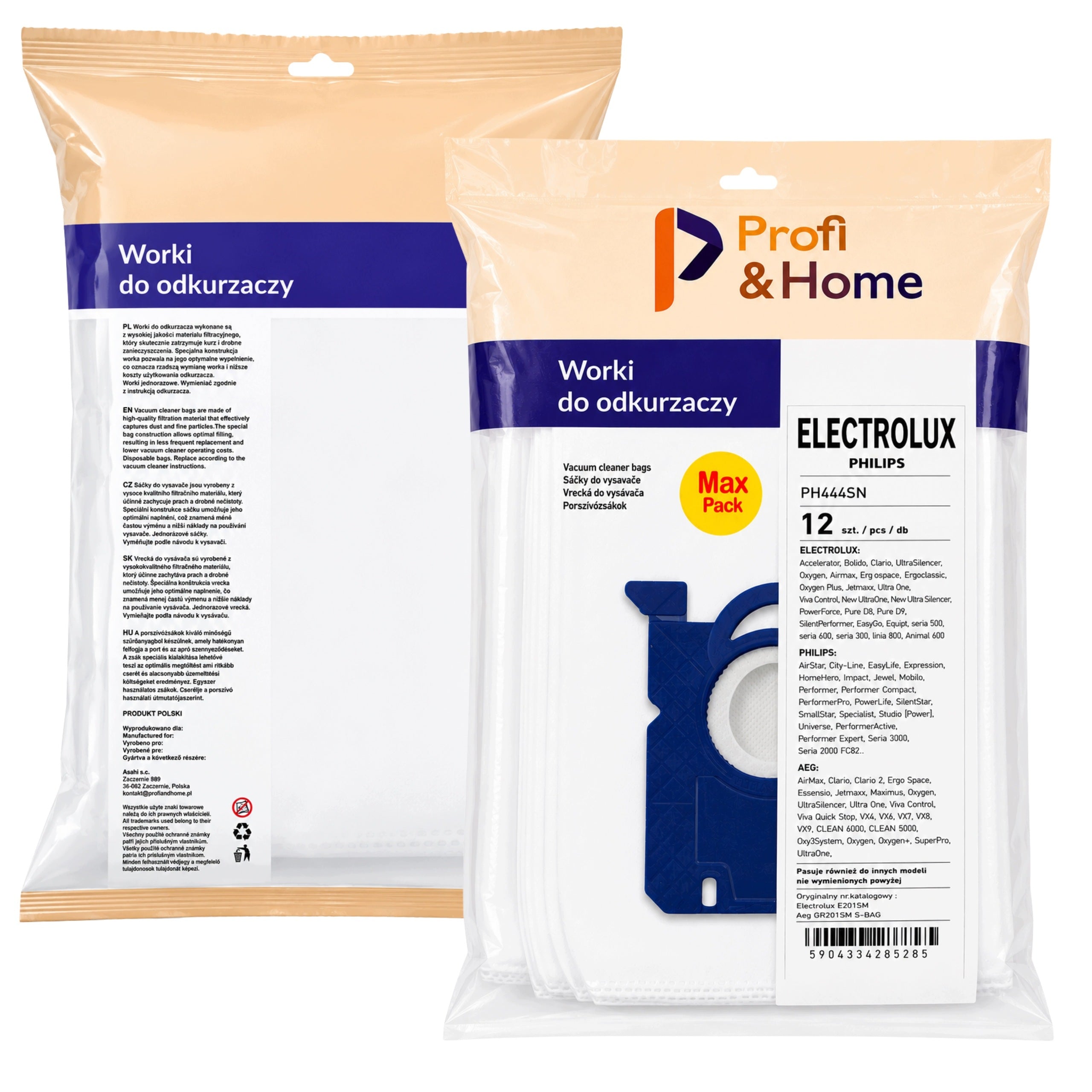 12x ELEKTROLUX PHILIPS BAG ELECTROLUX VACUUM CLEANER BAGS REPLACEMENT + FILTER Packaging status original