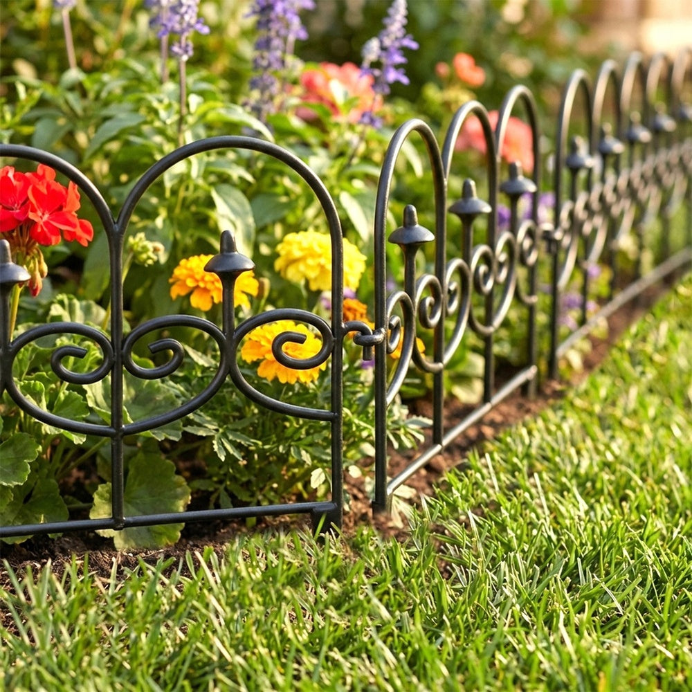 12x GARDEN Fence black border palisade lawn edging beds 714 cm Color black