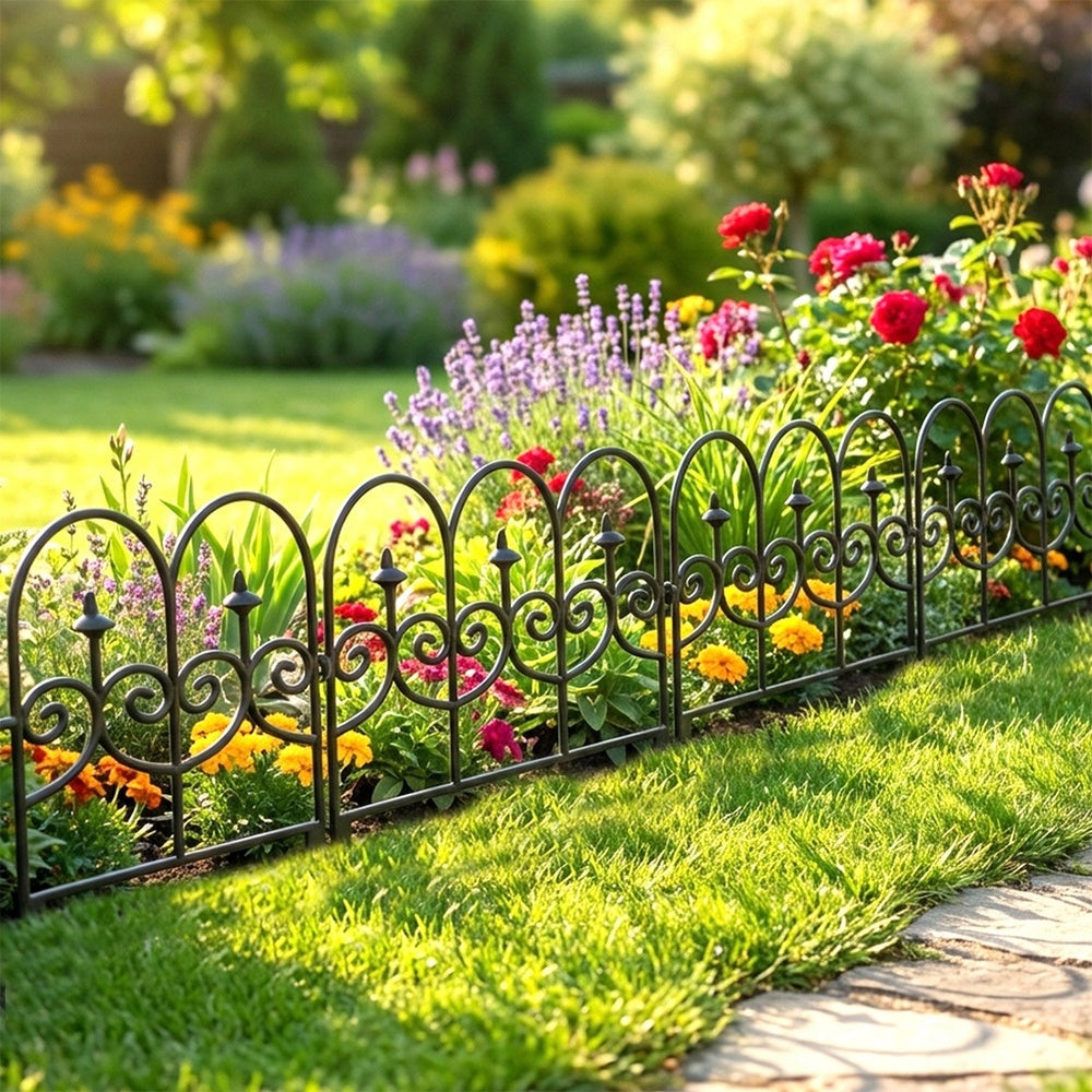 12x GARDEN Fence black border palisade lawn edging beds 714 cm Material plastic