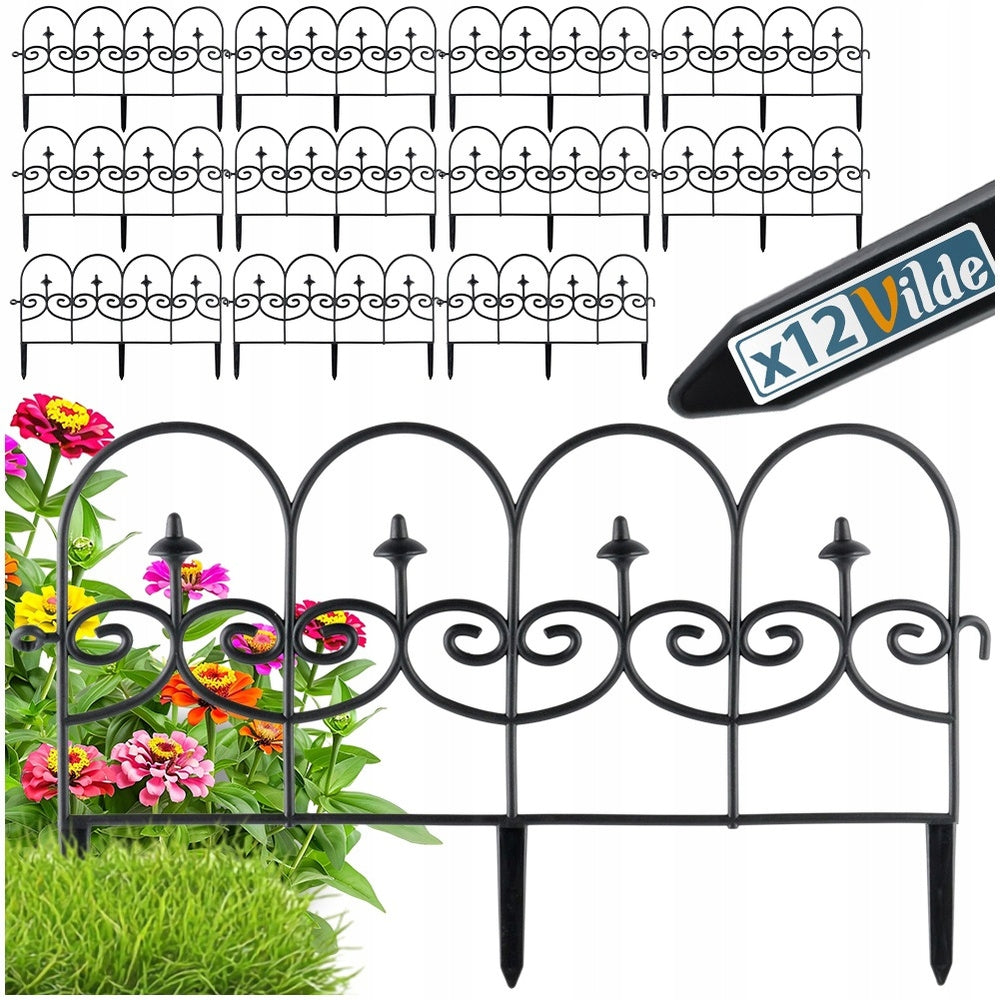 12x GARDEN Fence black border palisade lawn edging beds 714 cm