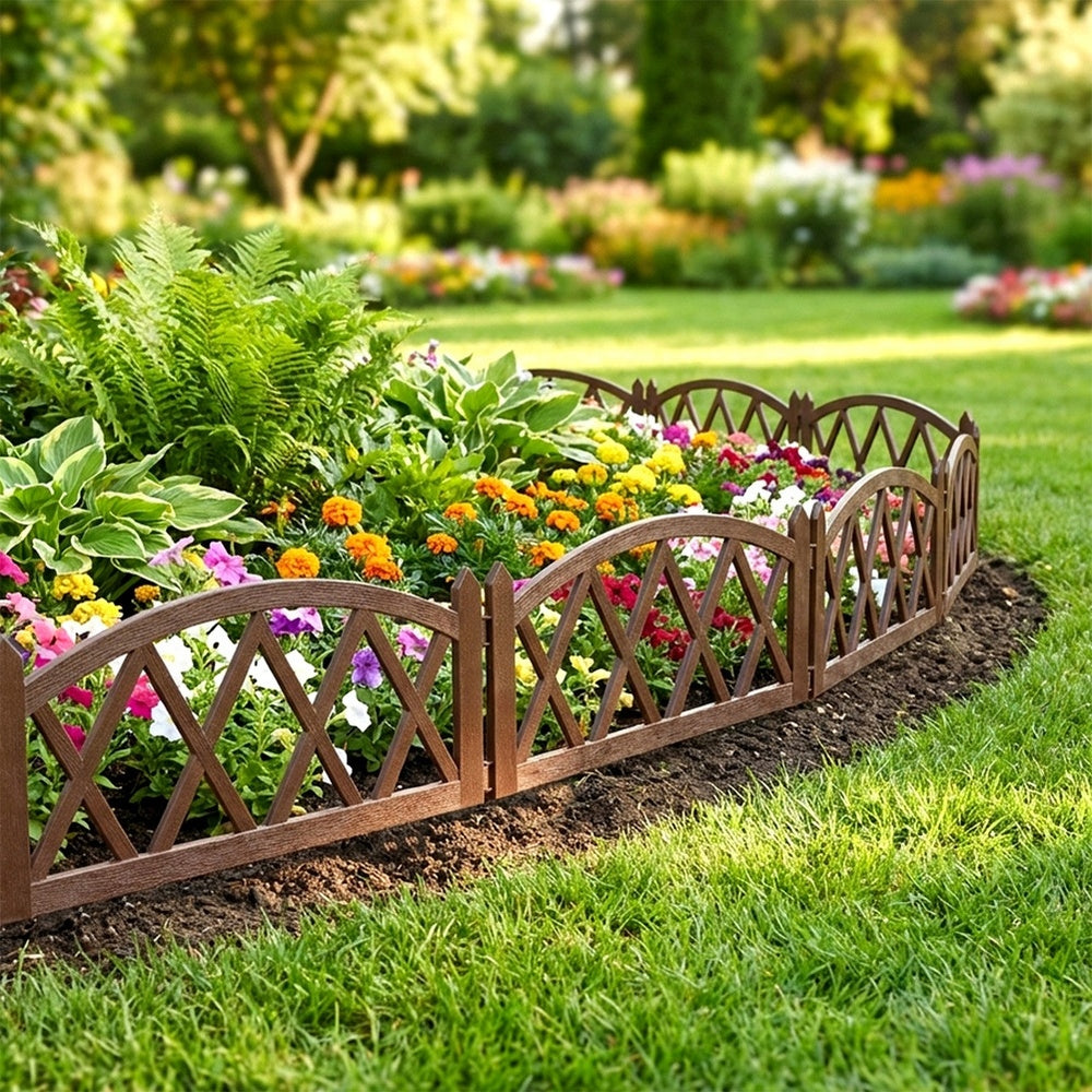 12x GARDEN Fence brown border palisade lawn edging beds 684 cm Color brown