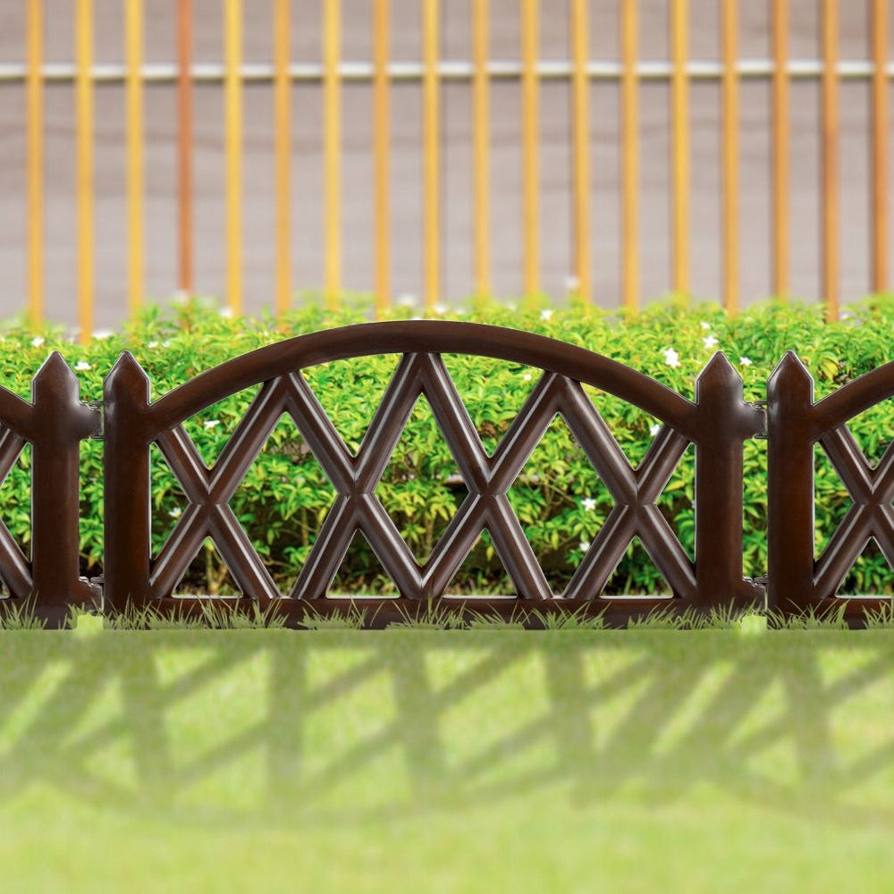 12x GARDEN Fence plastic brown border palisade edging lawn 6 m Packaging status original