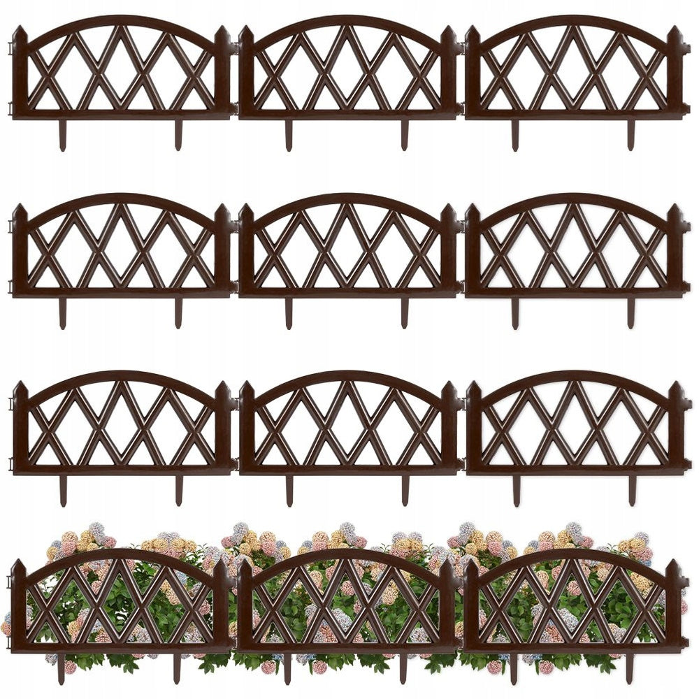 12x GARDEN Fence plastic brown border palisade edging lawn 6 m