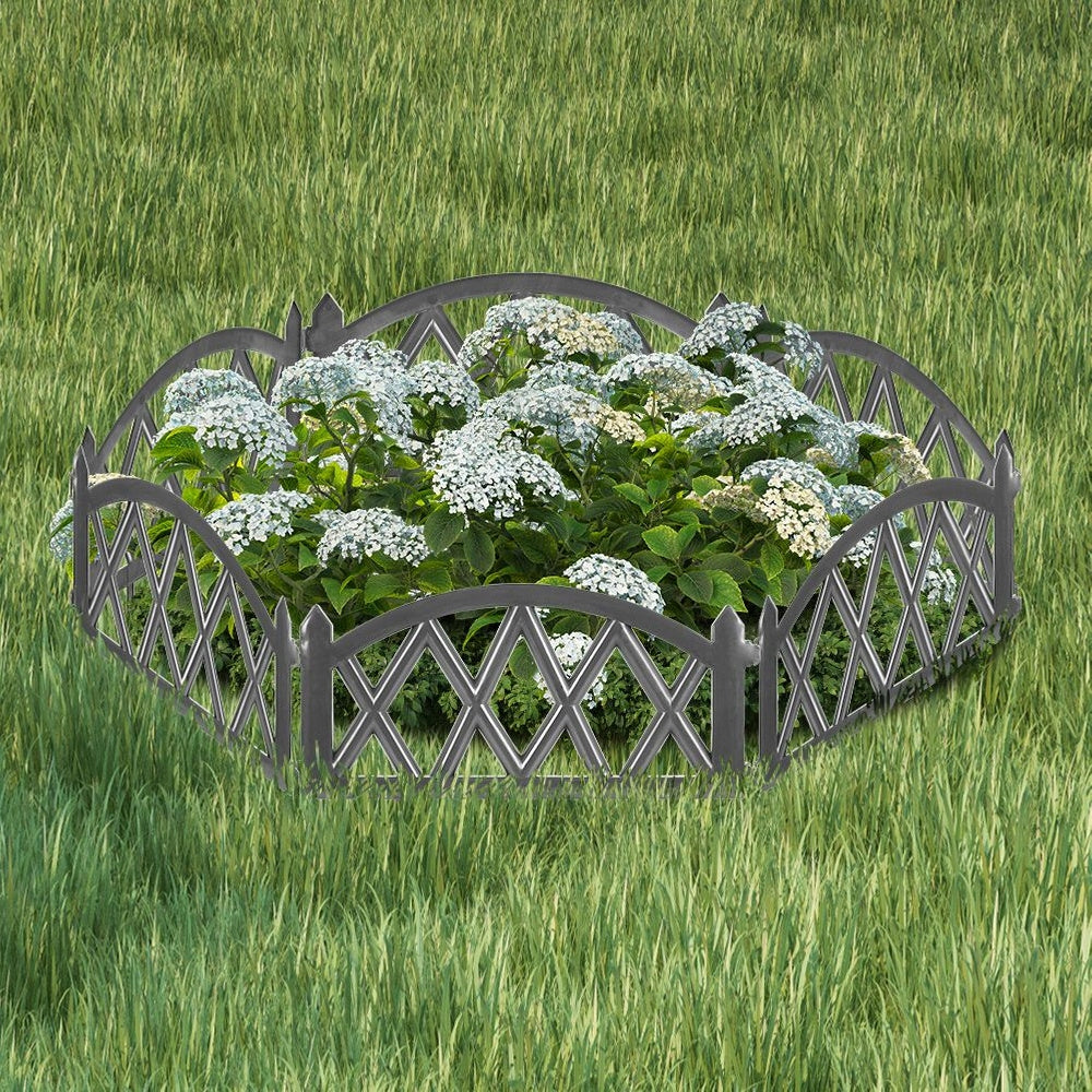 12x GARDEN Fence plastic grey border palisade edging lawn 600 cm Length 600 cm