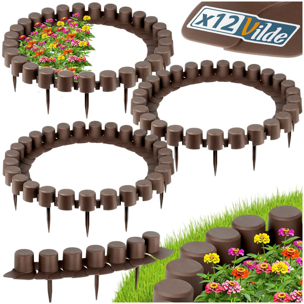 12x GARDEN Palisade brown fence border lawn edging beds 660cm