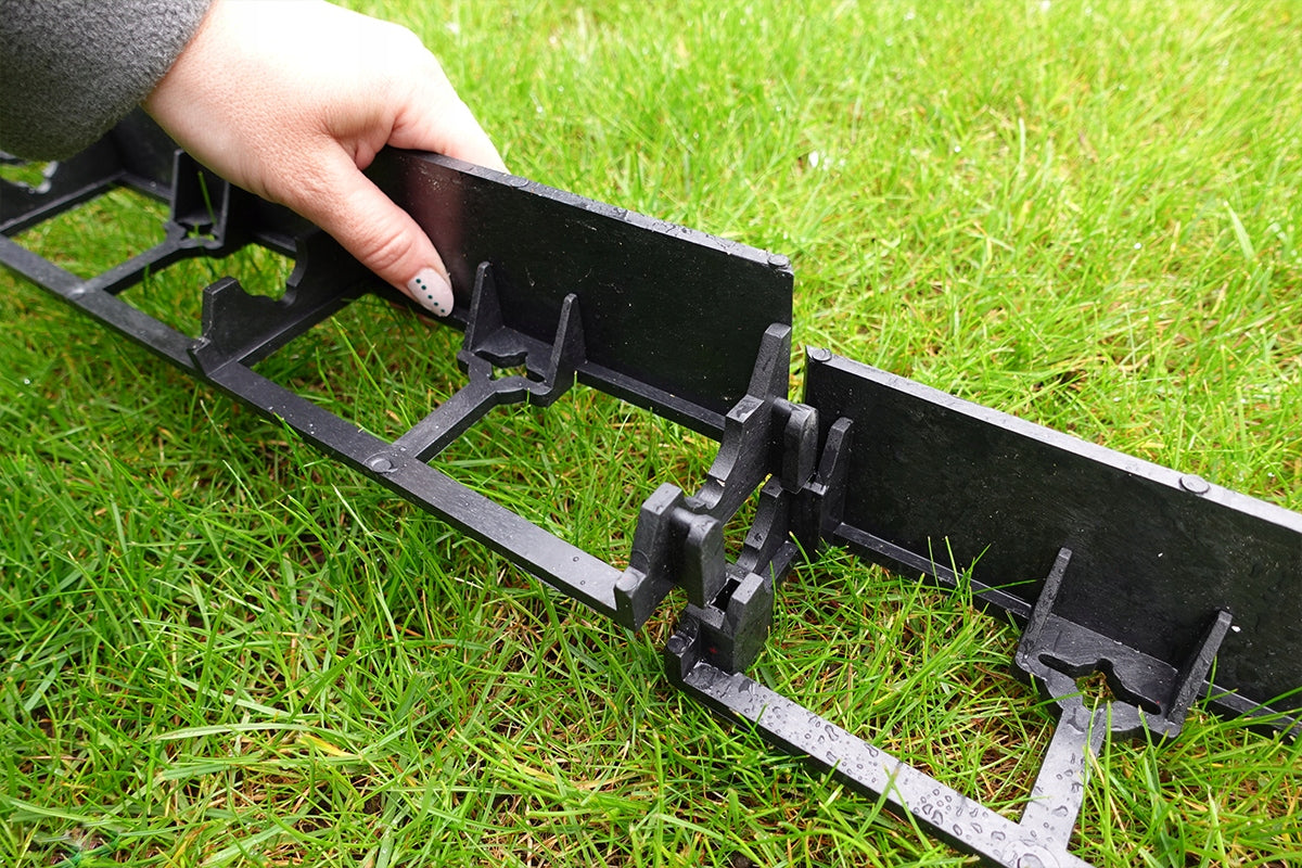 12x Lawn Garden Edging 5,8cm Plastic 1m Black Border +Anchors Packaging status original