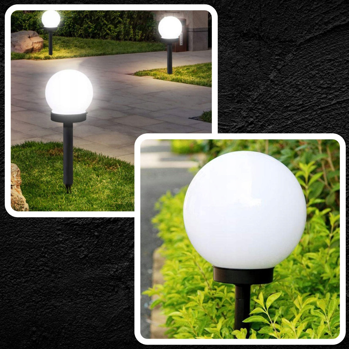 12x SOLAR LAMP GARDEN BALL LED HAMMERED WHITE 32,5 CM GARDEN LIGHTS Total height 32.5 cm
