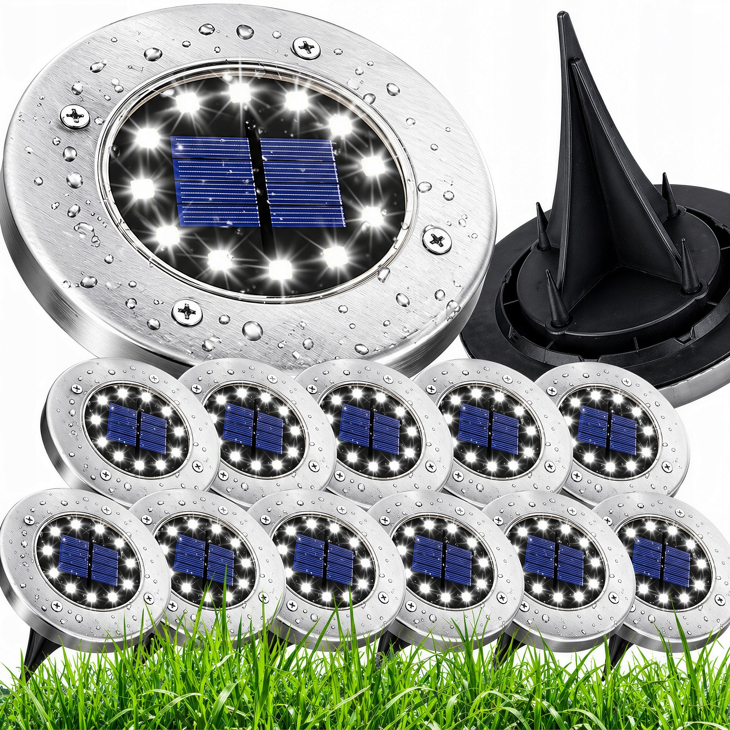 12x SOLAR LAMP LED GARDEN HAMMERED SOLAR LIGHTS FOR GARDEN DISK