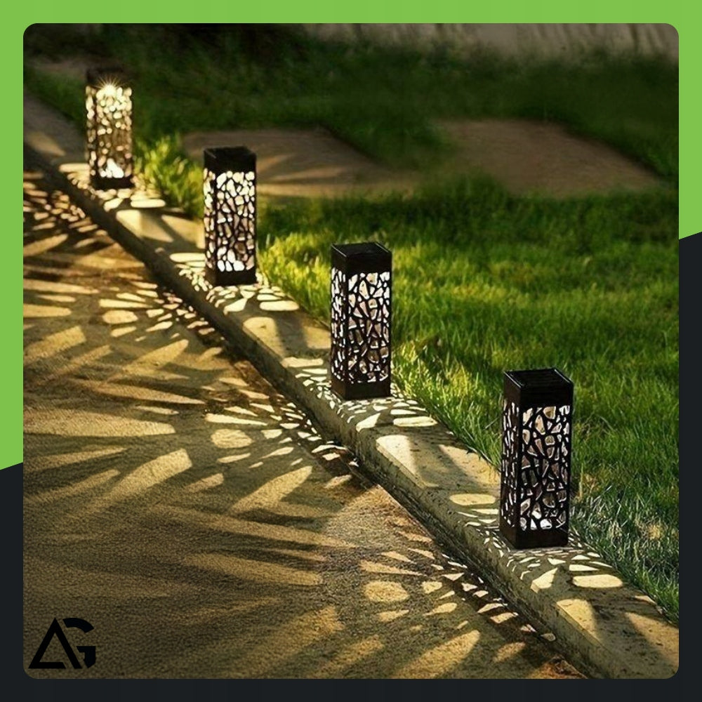 12x SOLAR LAMP OPENWORK DECORATIVE HAMMERED LED GARDEN SET OF 12 PIECES XXL Brand ARSA GO