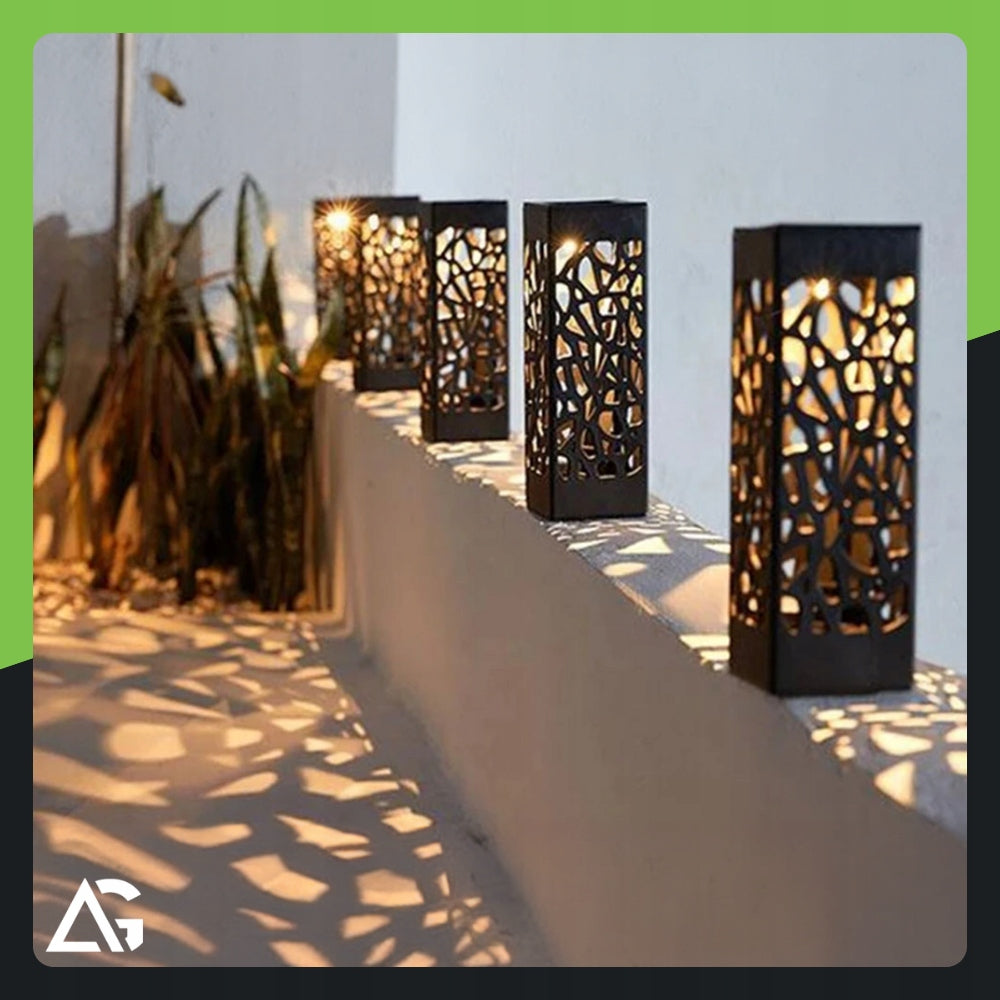 12x SOLAR LAMP OPENWORK DECORATIVE HAMMERED LED GARDEN SET OF 12 PIECES XXL Spike length 10 cm
