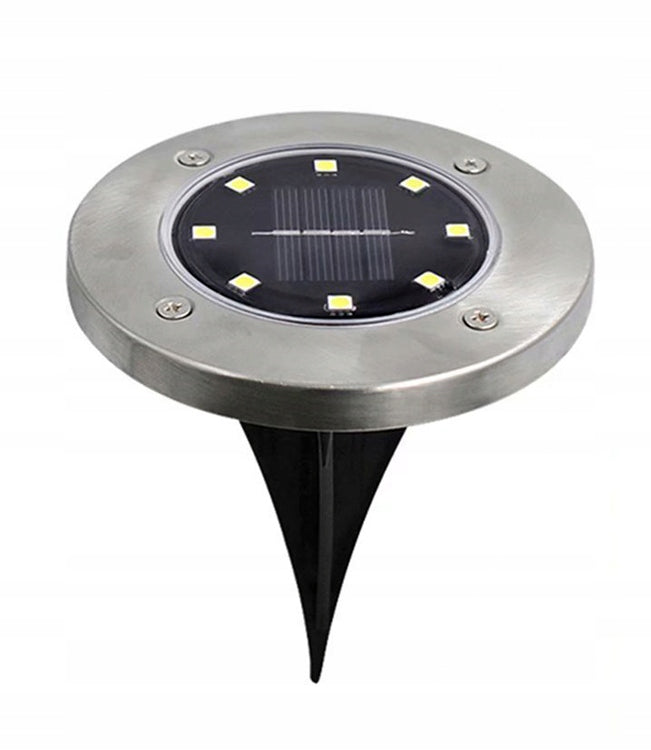 12x SOLAR LED GARDEN LAMP HAMMERED DISK FOR GARDEN GROUND STRONG 8LED Color silver