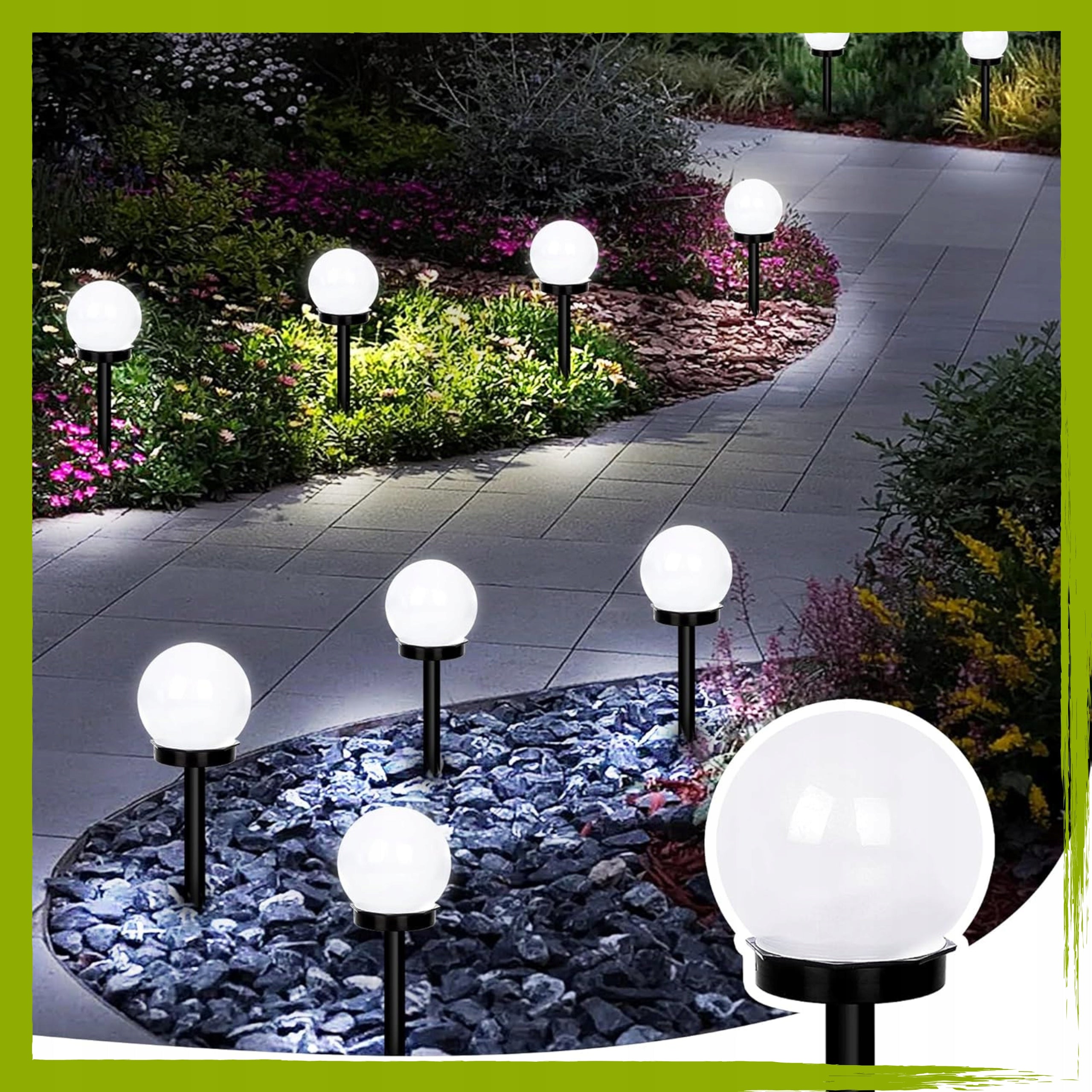 12x Solar Ball LED Garden Lamp WHITE Punched Decorative Balls Garden Lights Brand Eddcom