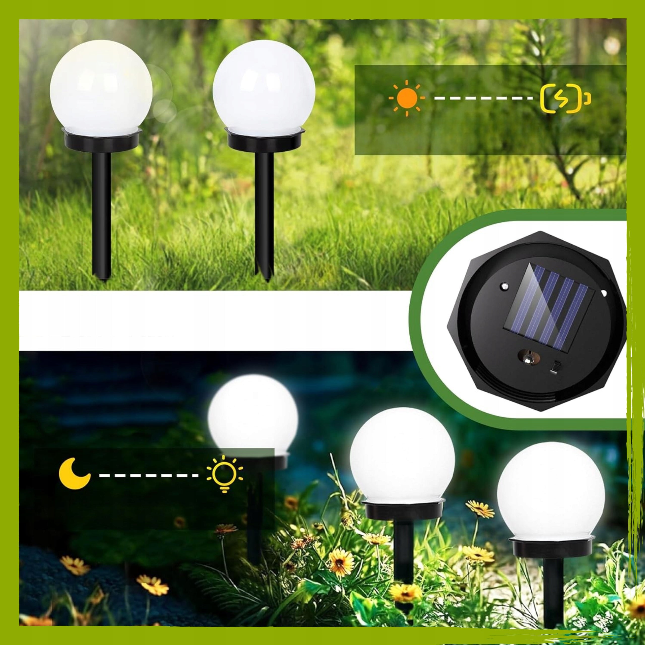 12x Solar Ball LED Garden Lamp WHITE Punched Decorative Balls Garden Lights Packaging status original