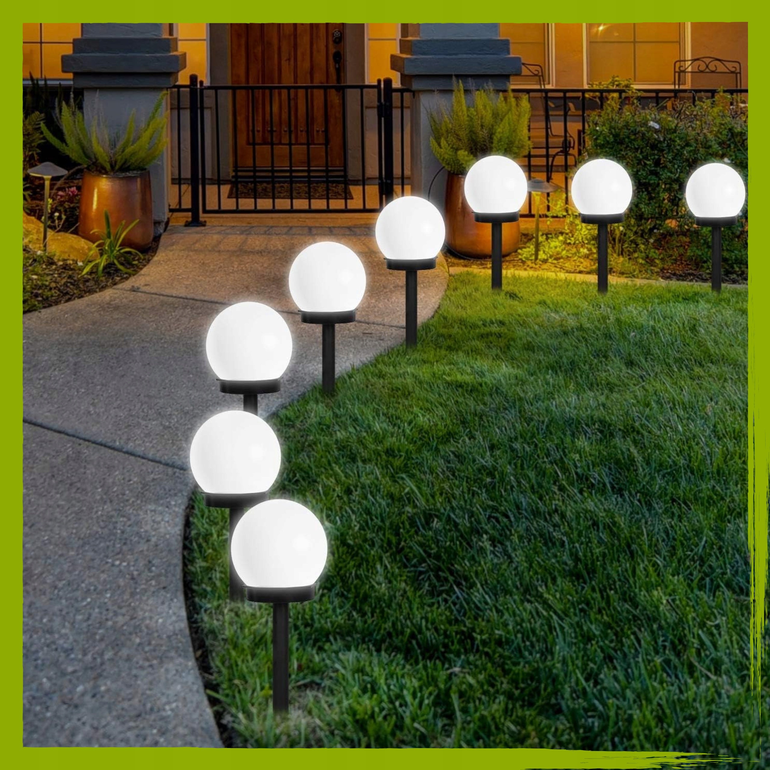 12x Solar Ball LED Garden Lamp WHITE Punched Decorative Balls Garden Lights Total height 34 cm