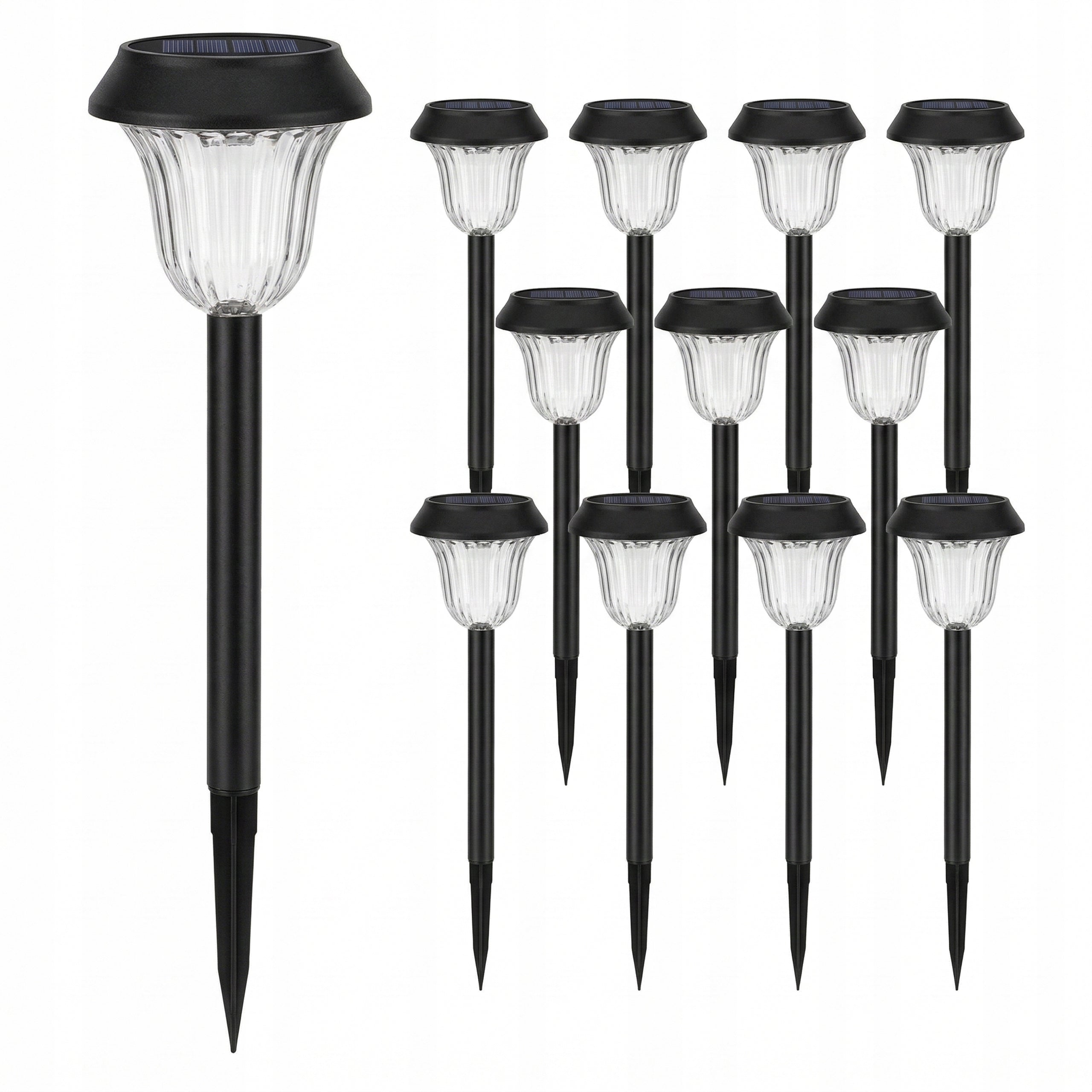 12x Solar Garden Lamp LED HAMMERED Twilight Sensor Set