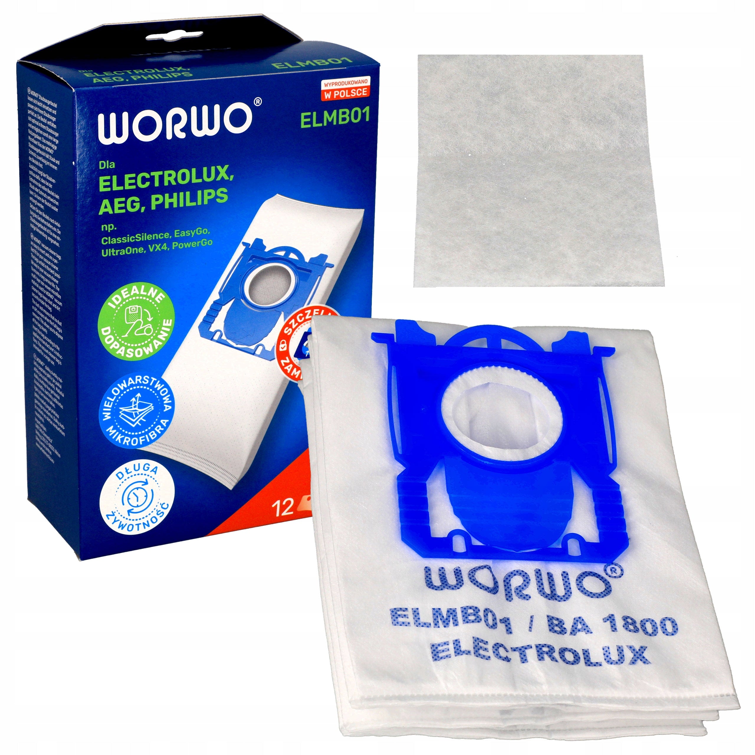 12x Vacuum cleaner bags ELEKTROLUX PHILIPS + filter
