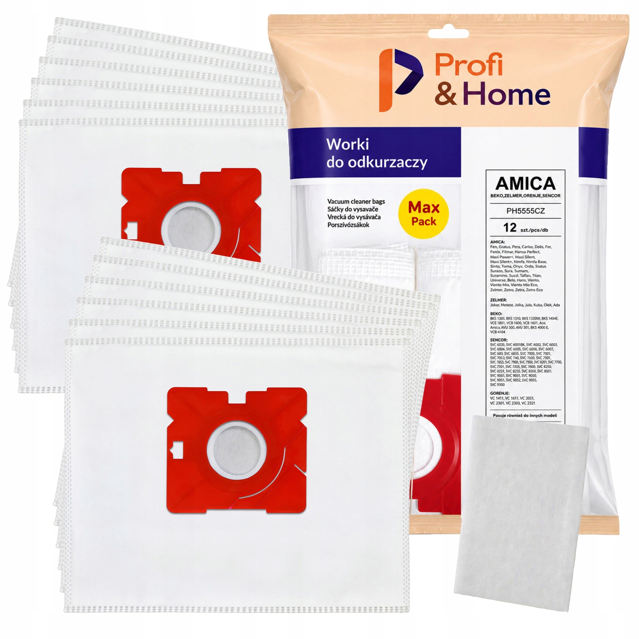 12xVacuum cleaner bags AMICA ORA FEN TURBO AW3011 SURAZO VIENTO BEKO VCC348
