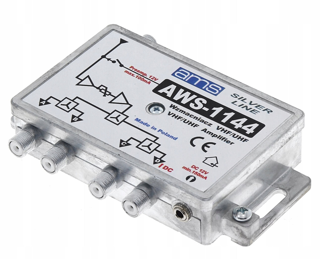 13 - 15dB ANTENNA AMPLIFIER SPLITTER FOR 4 AWS TVS