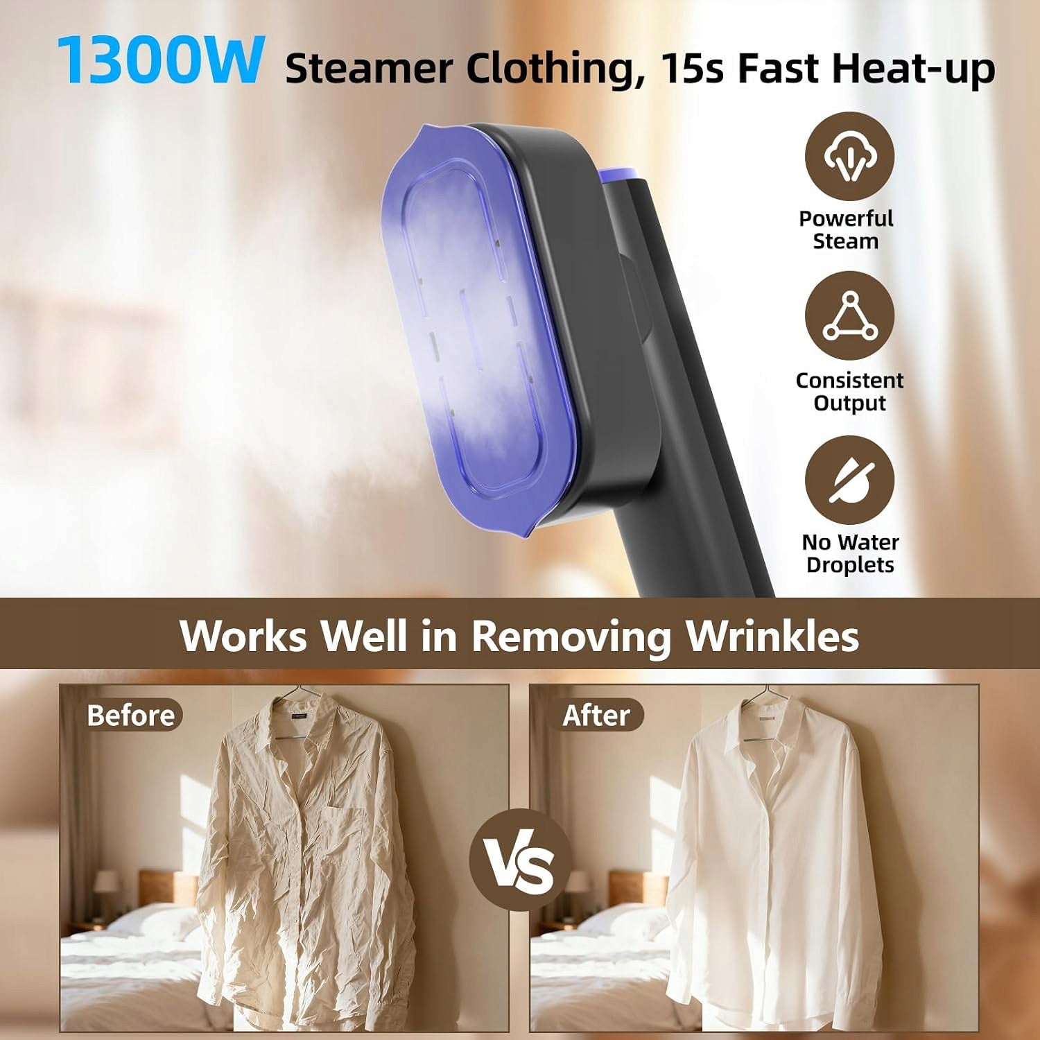 1300W MANUAL STEAM IRON, 15S FAST HEATING, LCD DISPLAY, 4 Medical device yes