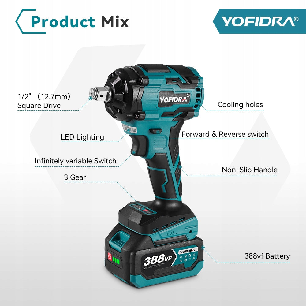 13mm Electric Impact Drill 2 Gears Screwdriver +Electric Impact Wrench 1/2' EAN (GTIN) 763011536899