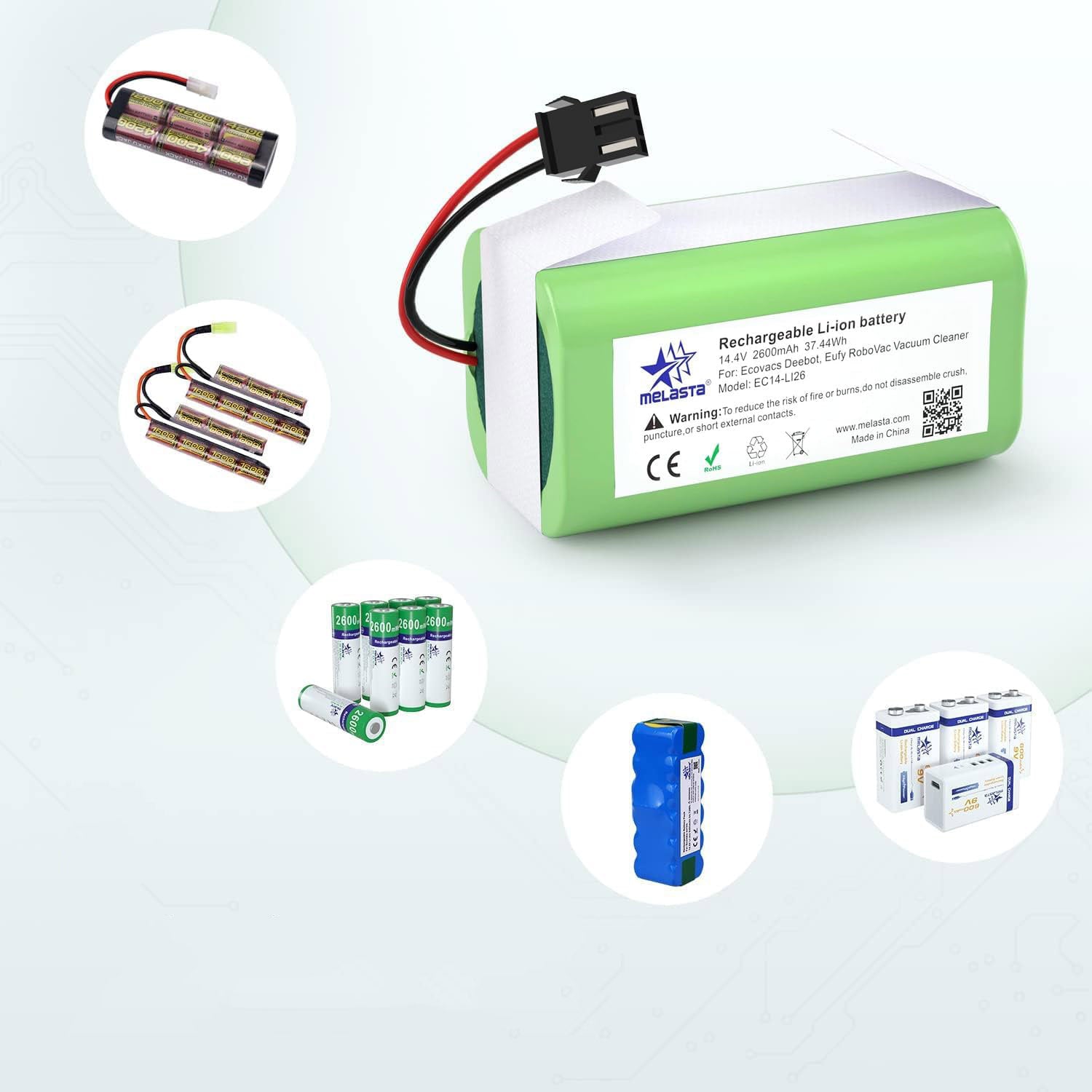 14.4V 2600MAH REPLACEMENT BATTERY, RECHARGEABLE BATTERY FOR ECOVACS DEEBOT N79S Model BATERIA ZAMIENNA KOMPATYBILNA 14,4V