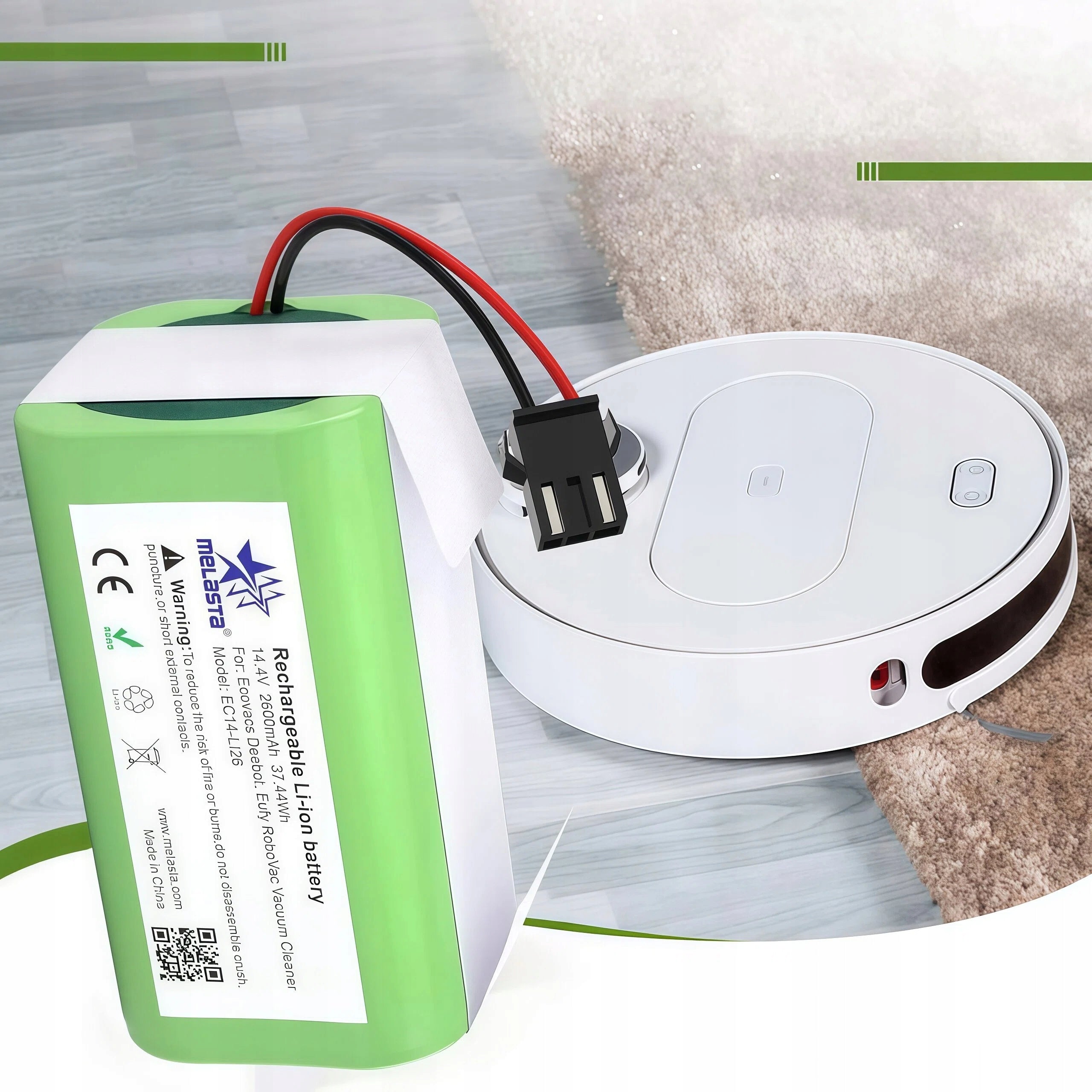 14.4V 2600MAH REPLACEMENT BATTERY, RECHARGEABLE BATTERY FOR ECOVACS DEEBOT N79S