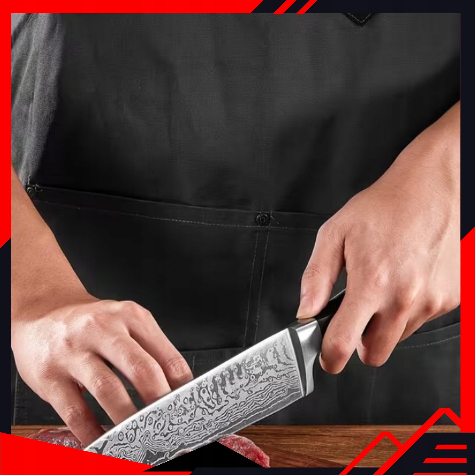 14 El. Japanese Style Kitchen Knife Set in Elegant Black Block Packaging status original