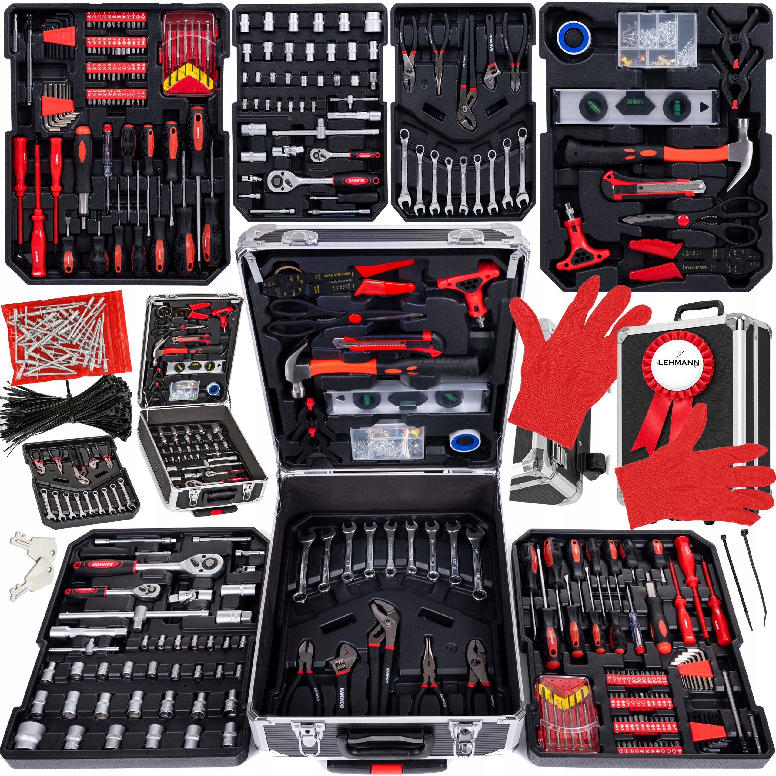 145-Piece Tool Set with Case - Sockets, Bits, Steel Wrenches