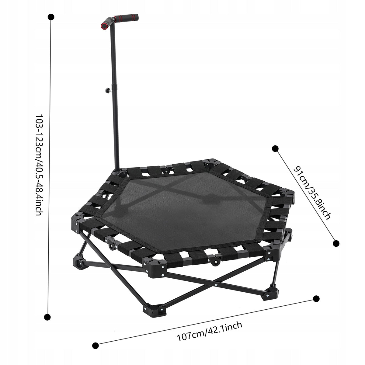 150kg Load Foldable Rebounder Trampoline with Adjustable Support Handlebars Manufacturer code f4-549v