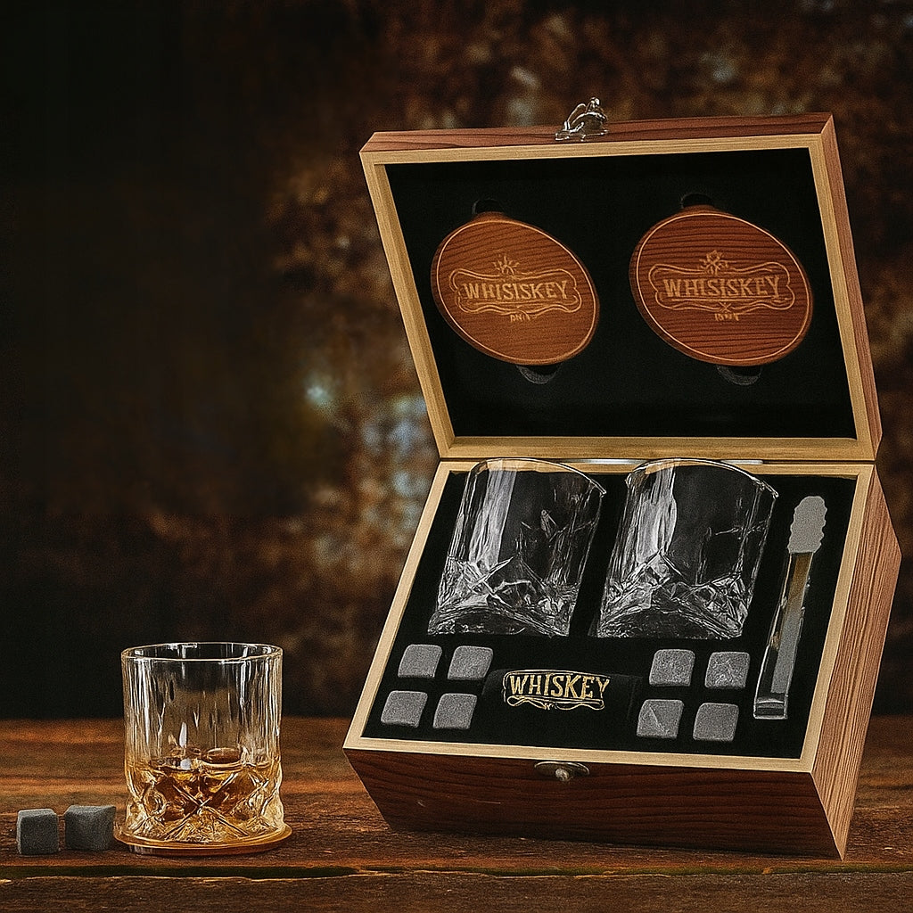 15in1 Set for Whisky Glasses Stones Pouch Gift Box +FREEBIE Packaging status original