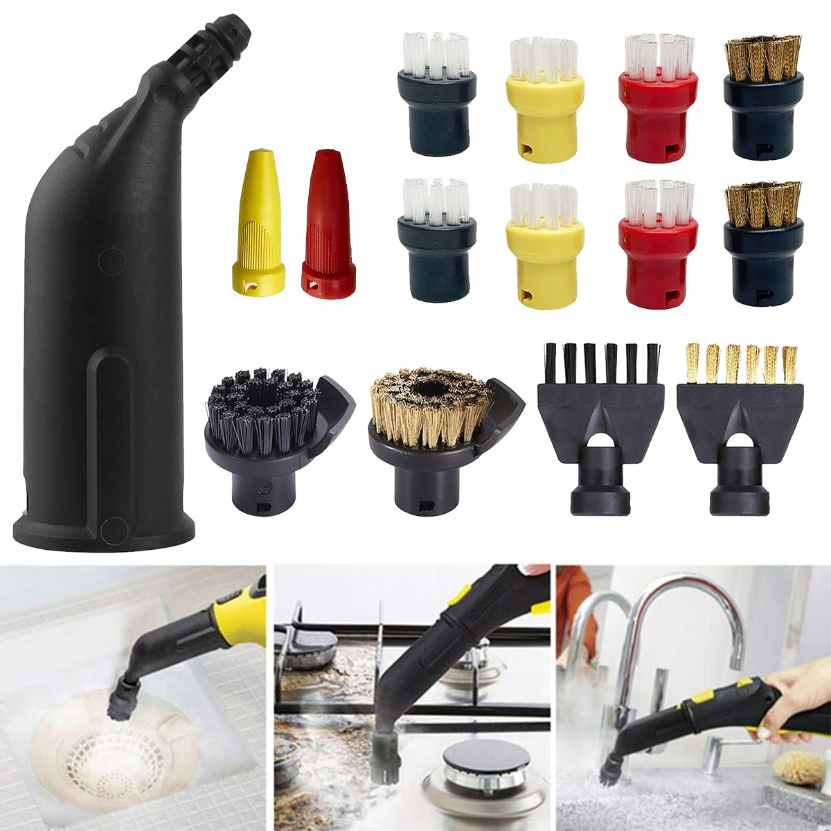 15pcs SET OF ACCESSORIES FOR STEAMER KARCHER SC 1 2 3 4 5 brushes new