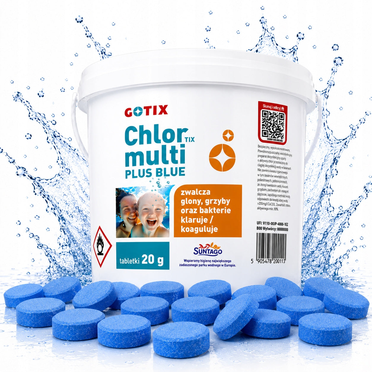 15w1 20g 3kg CHLORINE FOR POOL MULTIFUNCTIONAL TABLETS Spa Jacuzzi Blue