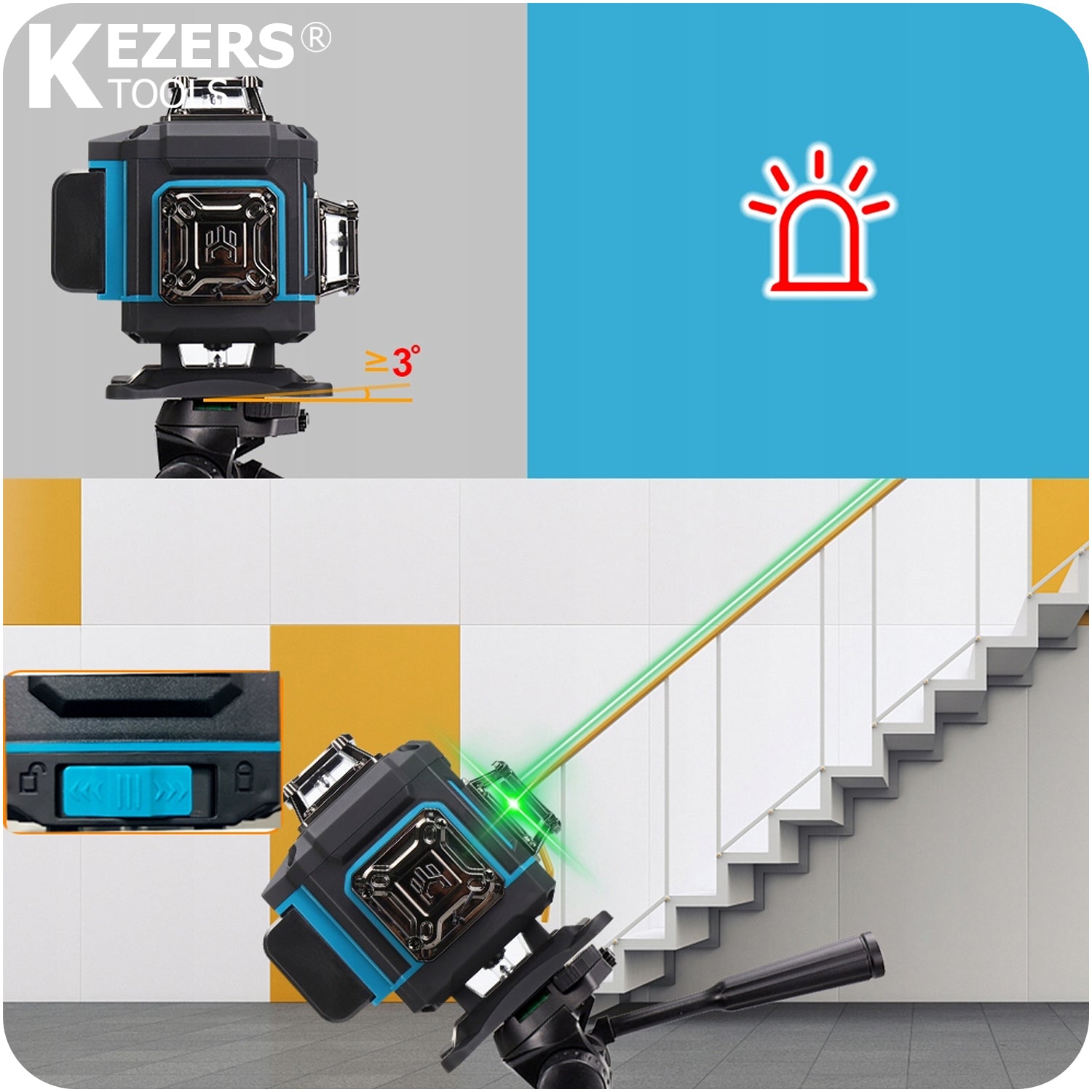 16 LINES CROSS LASER 4D LASER LEVEL GREEN Brand KEZERS