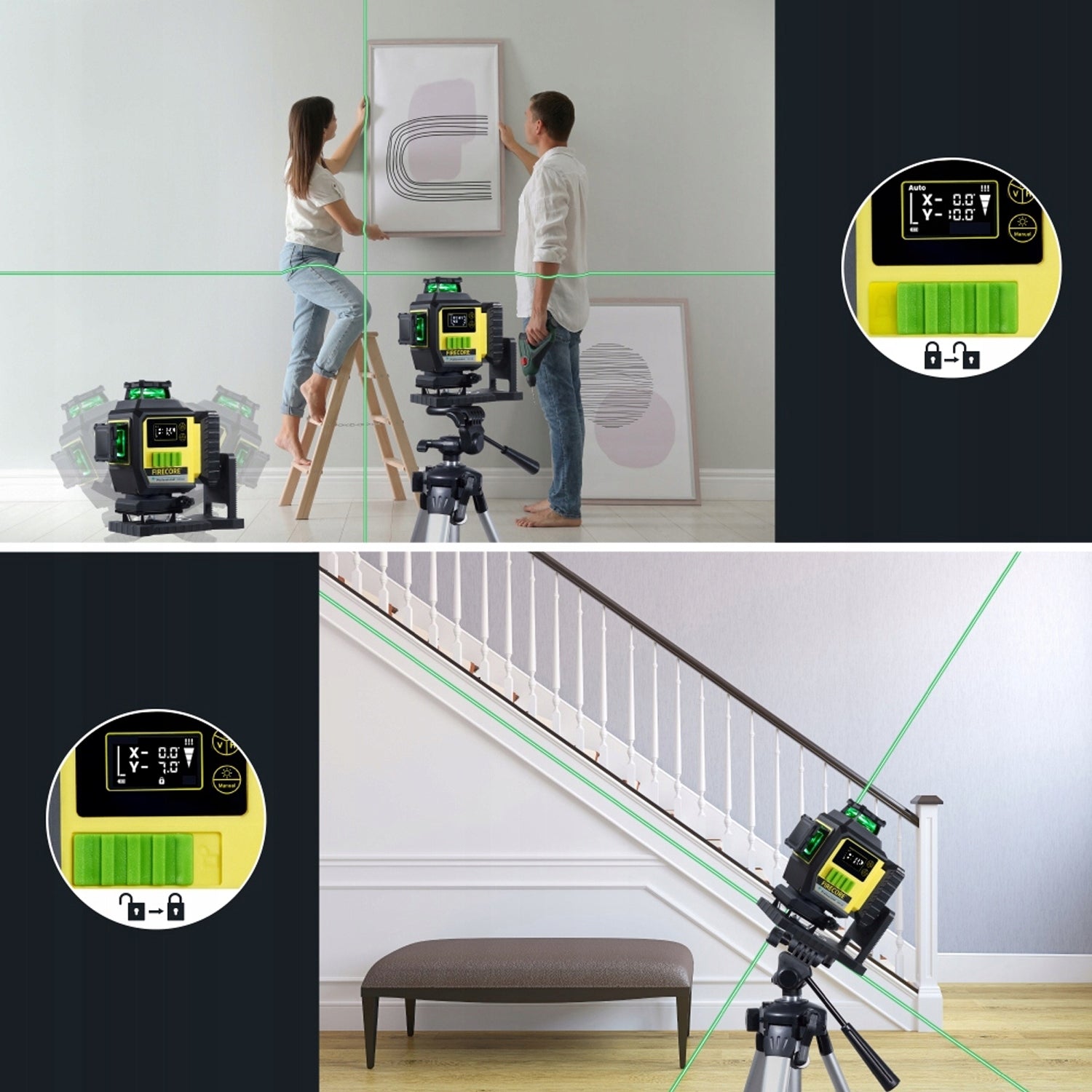 16 LINES LASER LEVEL WITH DISPLAY LCD 4D 360 CROSS LASER Brand Firecore